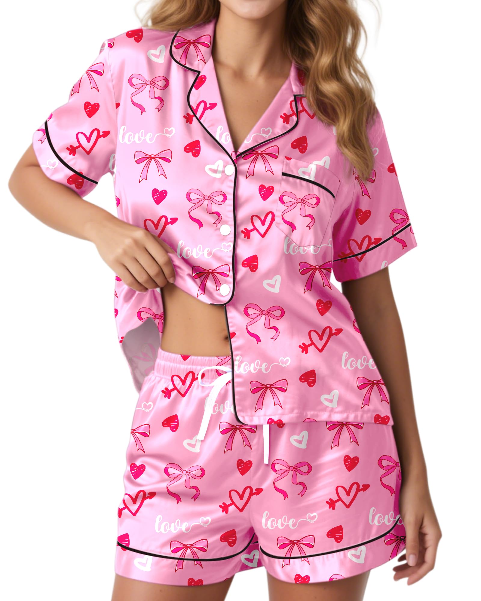 Silky Pajamas for Women Shorts Satin Pjs Button Down 2 Piece Cute Comfy Women's Sleepwear Lounge Set Summer S-XL WEBE CLOTHING