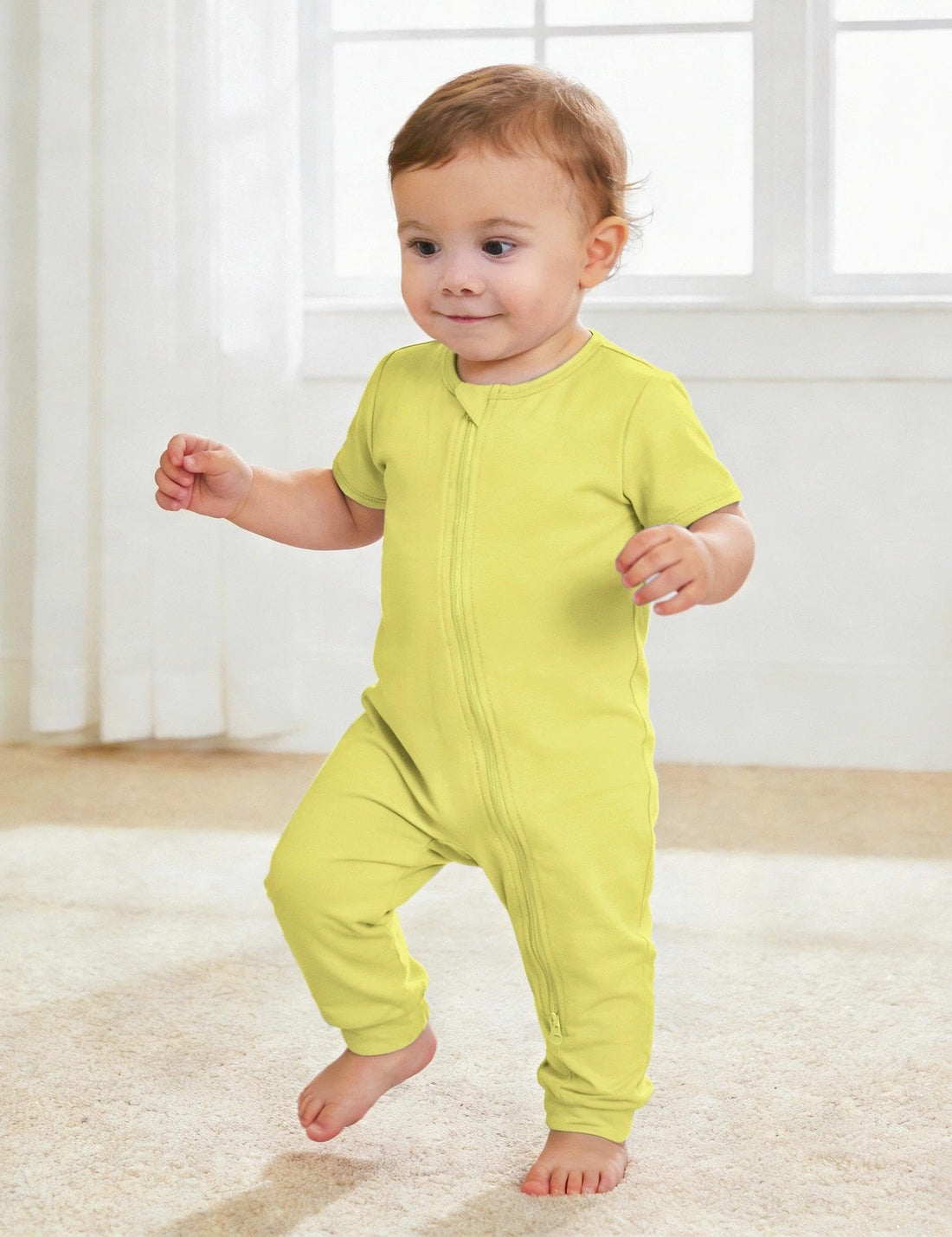 Jimonda Baby Romper 2 Pack Short Sleeve Pajamas Footless Sleepers Baby Boys Girls 2 Way Zipper Pjs Sleep and Play Clothes