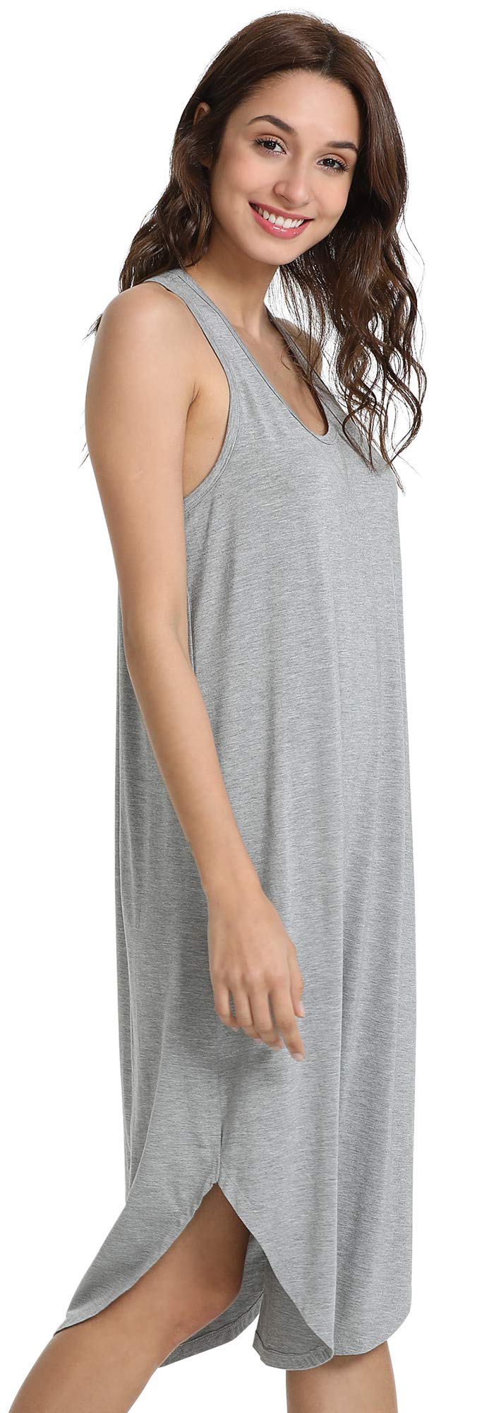 GYS Women's Bamboo Viscose Cooling Racerback Tank Nightgown | Moisture wicking, Breathable, Tagless, Sleeveless, Soft stretch, Racerback design, for hot flashes & summer sleep WEBE CLOTHING