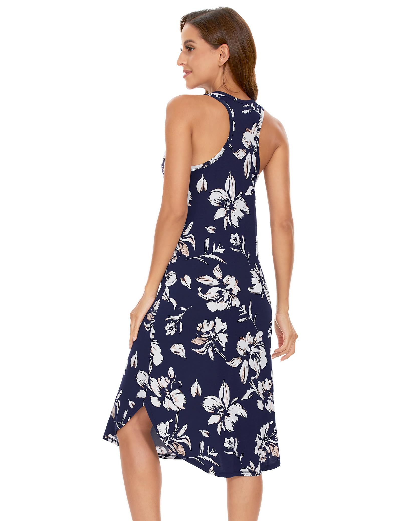 GYS Women's Bamboo Viscose Cooling Racerback Tank Nightgown | Moisture wicking, Breathable, Tagless, Sleeveless, Soft stretch, Racerback design, for hot flashes & summer sleep WEBE CLOTHING