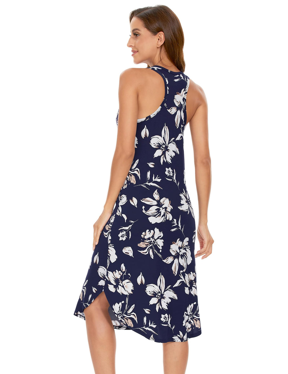 GYS Women's Bamboo Viscose Cooling Racerback Tank Nightgown | Moisture wicking, Breathable, Tagless, Sleeveless, Soft stretch, Racerback design, for hot flashes & summer sleep WEBE CLOTHING