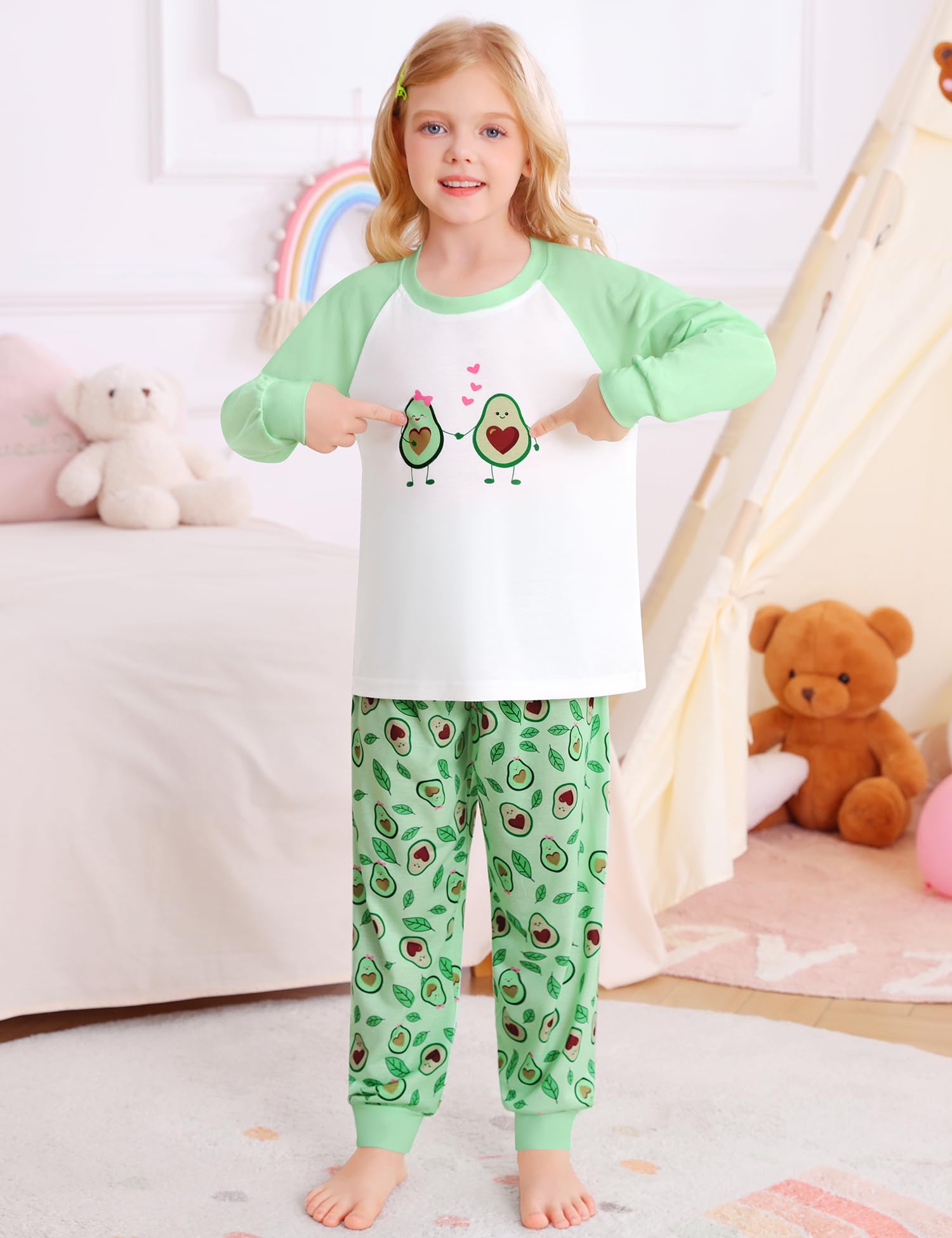 SWOMOG Girls Pajama Set Short Sleeve Tops & Ruffled Shorts with Pocket 2 Piece Summer Pajamas for Kids Size 6-15