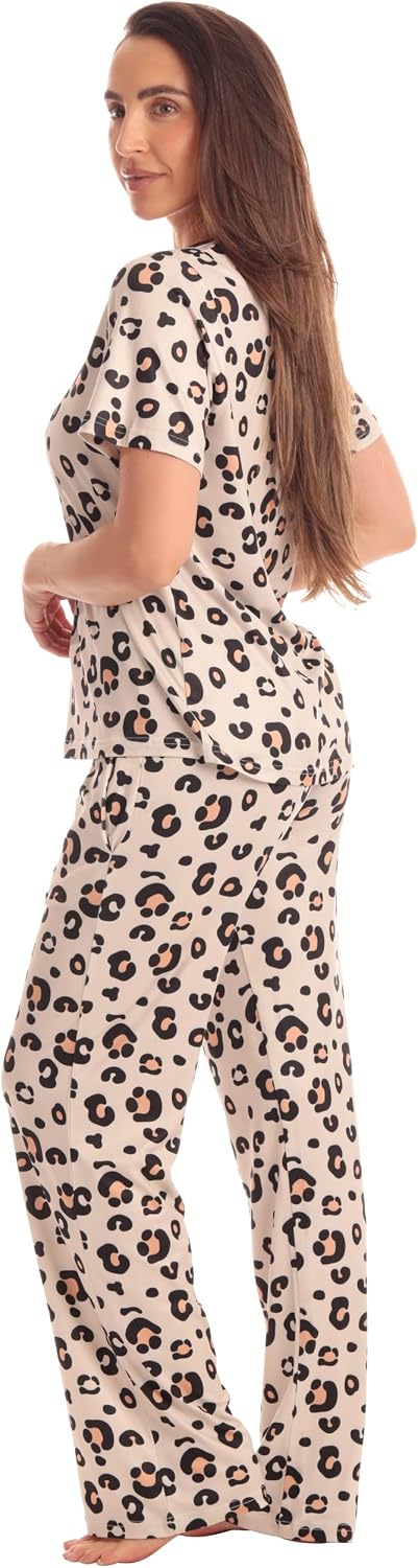 Just Love Women's Pajama Set, Soft Stretch Short Sleeve Crew Neck Top and PJ Pants with Two Pockets WEBE CLOTHING