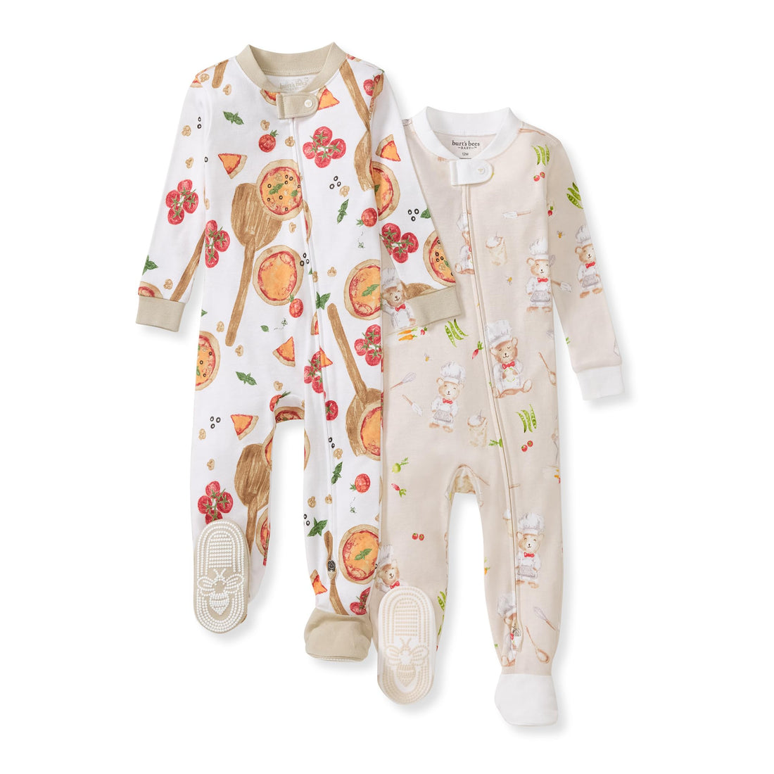 Burt's Bees Baby Organic Cotton Footed Pajamas for Boys, Zipper PJ Sleeper, Snug Fit Sleepwear with Non-Slip Bee Grips