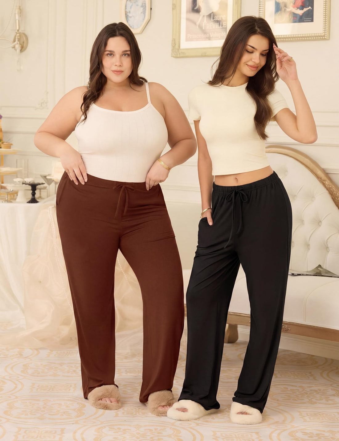 3-Pack Womens Pajama Pants with Drawstring, Soft Sleep & Lounge Pants