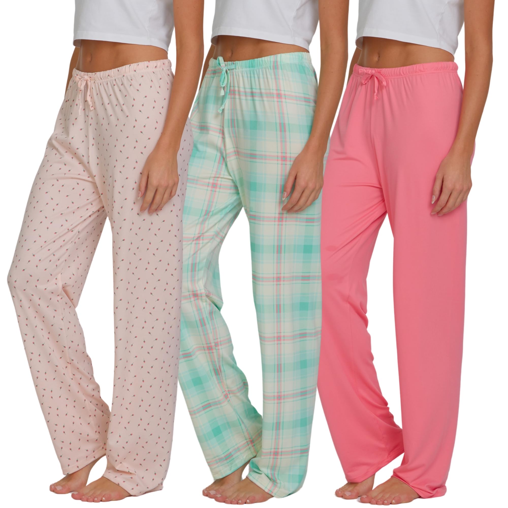 Ultra Performance Womens Pajama PJ Pants 3 Pack Lounge Bottoms Pajamas for Women (Avail in Plus Sizes)