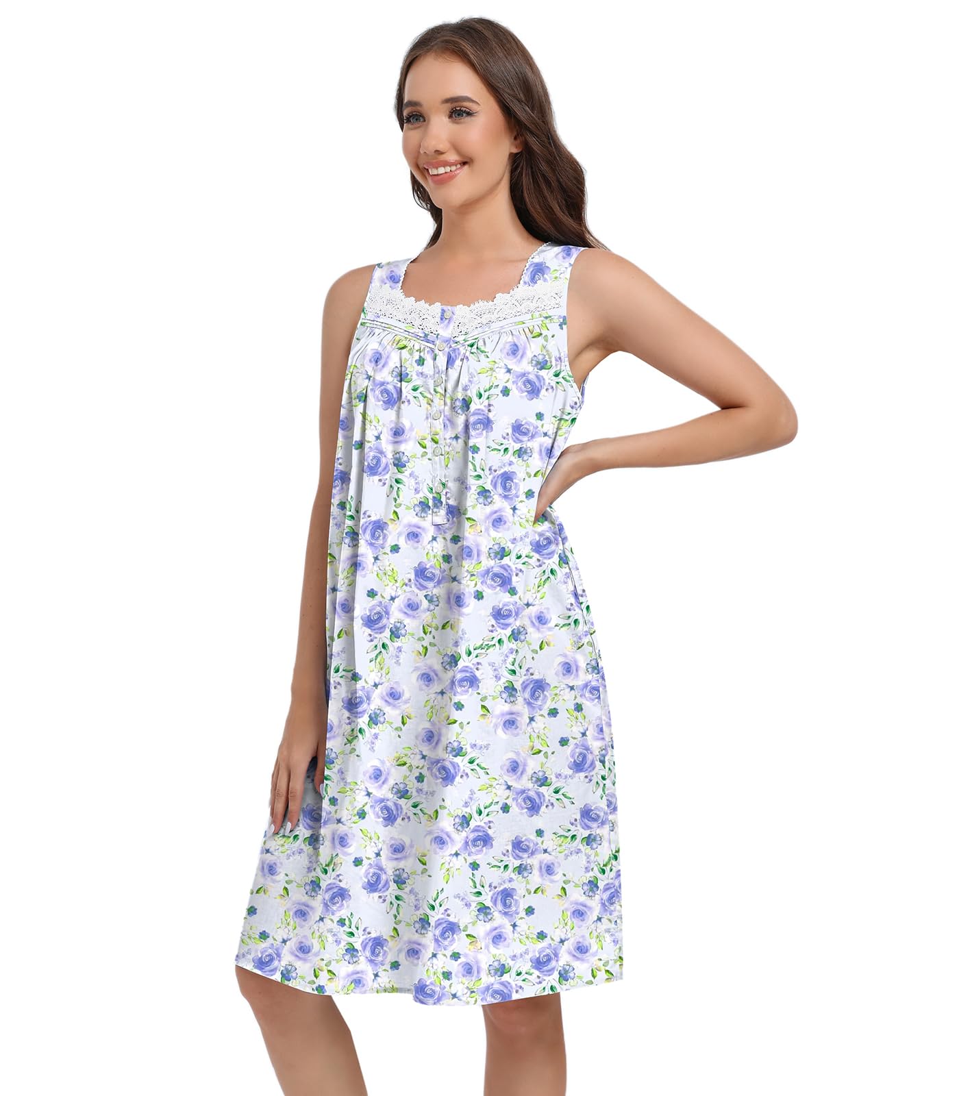 Sleeveless Nightgowns for Women 100% Cotton Nightgown Sleep Dress Soft Ladies Gowns Sleepwear Nightdress WEBE CLOTHING
