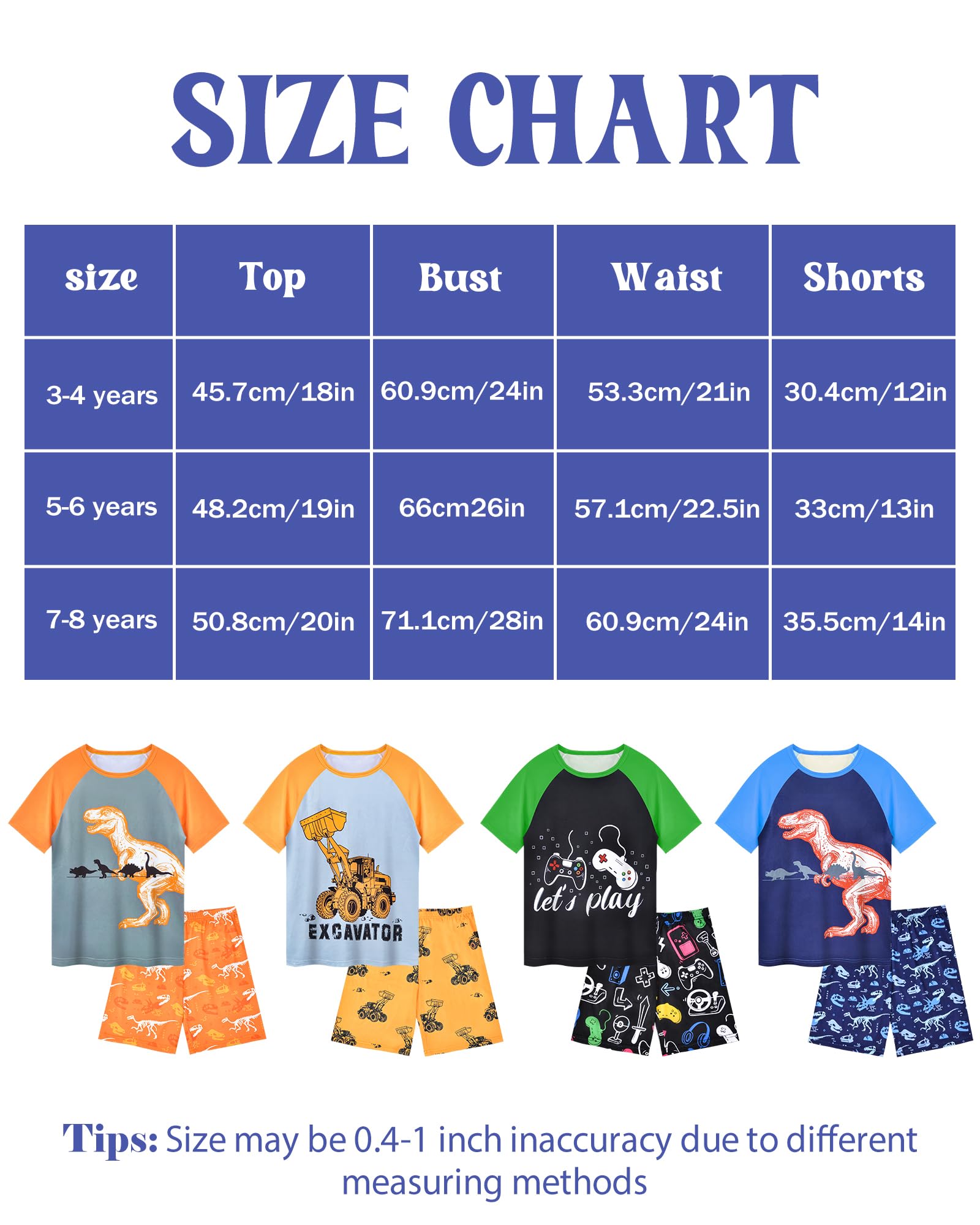 PASHOP Boys Pajamas Little Boys Summer Pajamas 2 Piece Short Sleeve Top and Shorts Sets Kids Pjs Sleepwears 3-10 Years