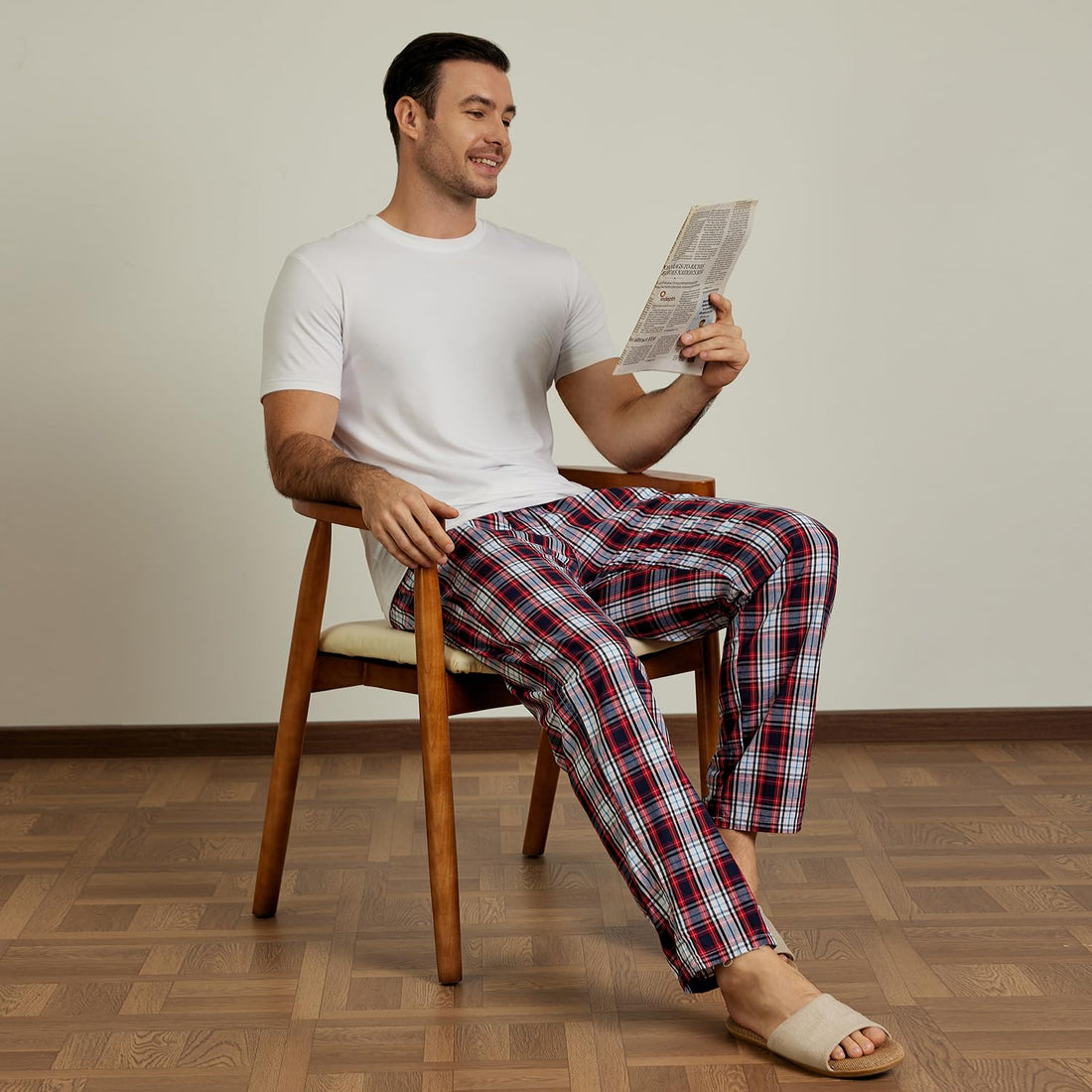 MoFiz Men's Pajama Pants Ultra Lightweight Pjs Bottoms Sleepwear Bottom Pants with Pocket Drawstring 3-Pack