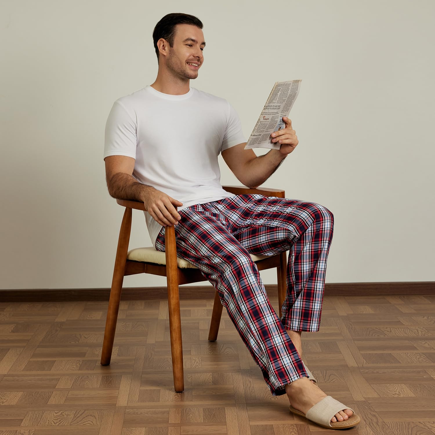 MoFiz Men's Pajama Pants Ultra Lightweight Pjs Bottoms Sleepwear Bottom Pants with Pocket Drawstring 3-Pack