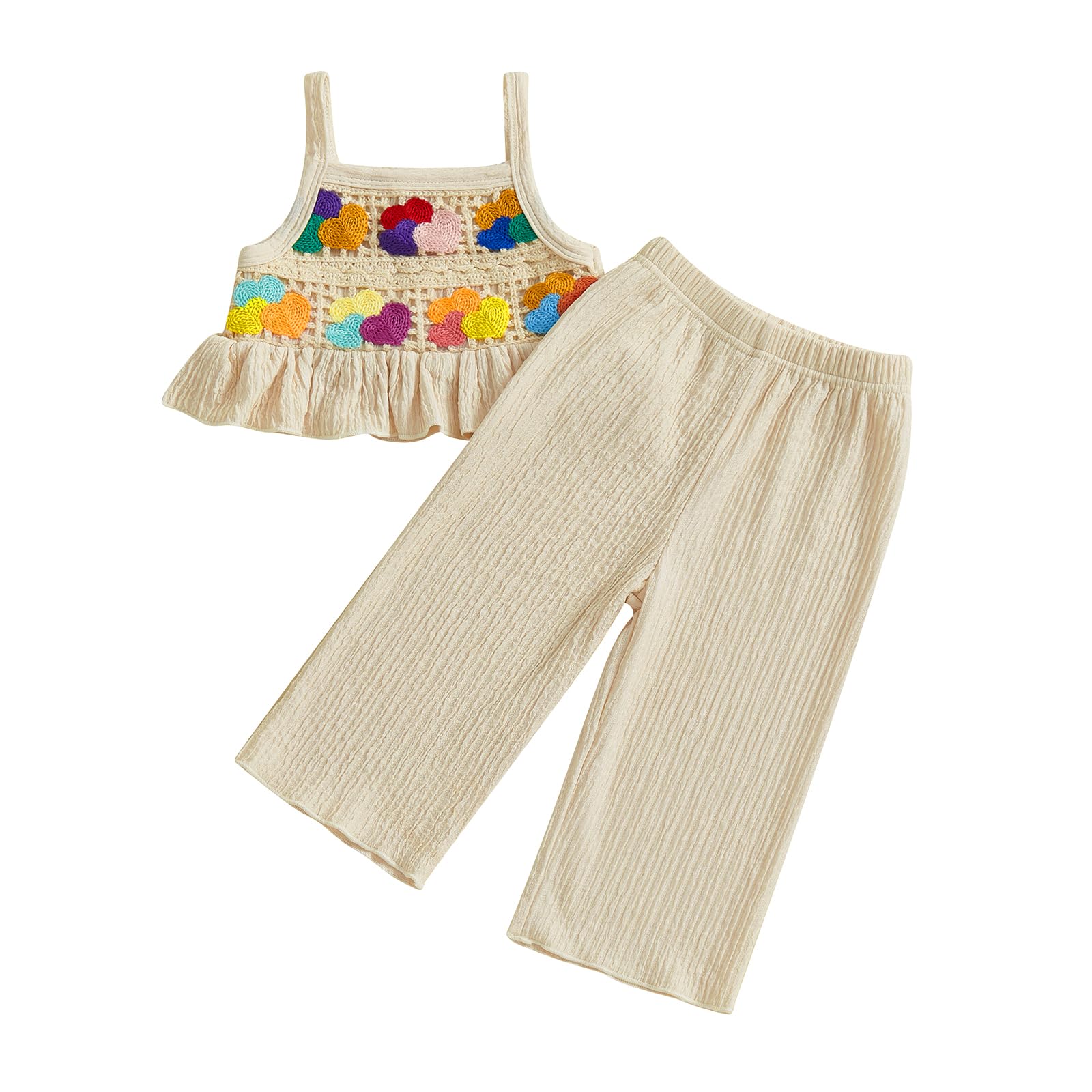 Baby Girl Outfits Crocheted Ruffled Camisole And Elastic Pants Set 6 12 18 24 Months 2 3 4 T WEBE CLOTHING