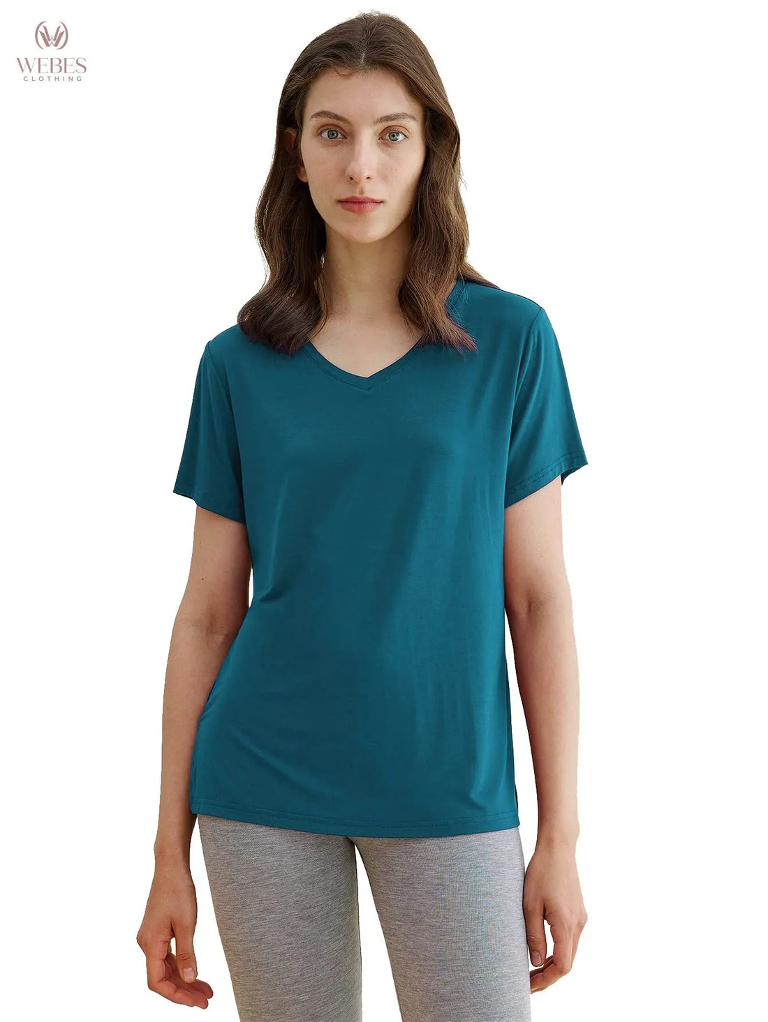 Latuza Women's Viscose Sleep T-Shirt V-Neck Pajamas Top