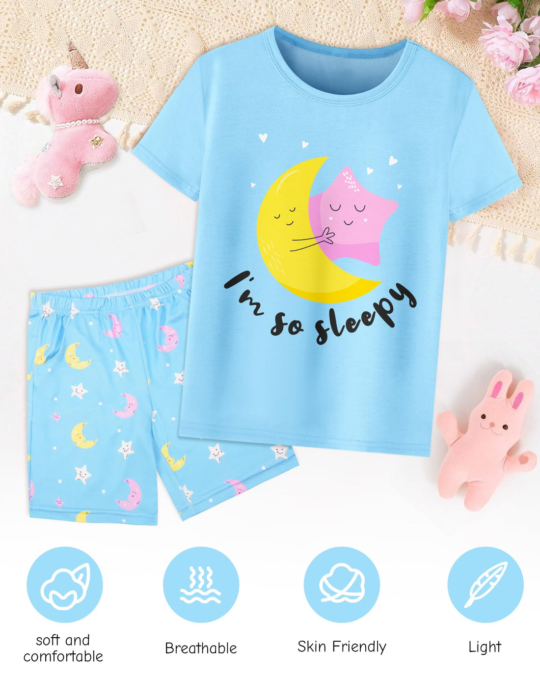 Sylfairy Girls Pajamas Short Sleeve Toddler Girls Summer Short Sets Sleepwear Clothes Kids Pajamas