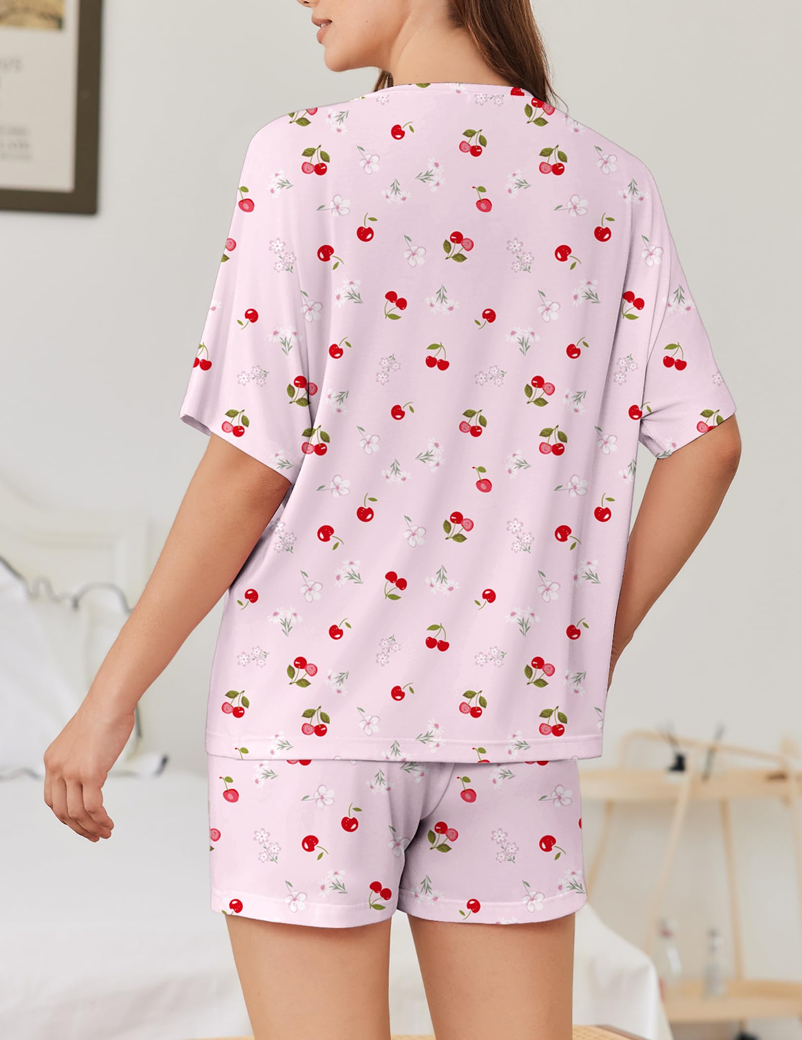 Ekouaer Pajama for Women Viscose from Bamboo 2 piece Lightweight Summer Pj Soft Short Sleeve Matching Lounge sets with Pocket