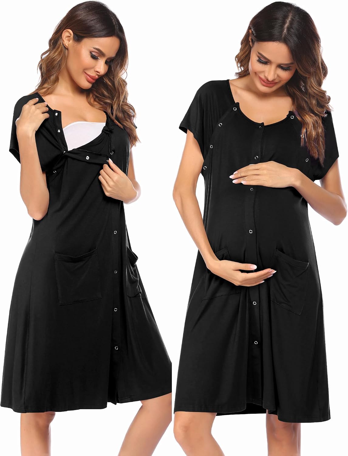 Ekouaer Labor Delivery Gown Nursing Braeastfeeding Dress Maternity Clothes WEBE CLOTHING