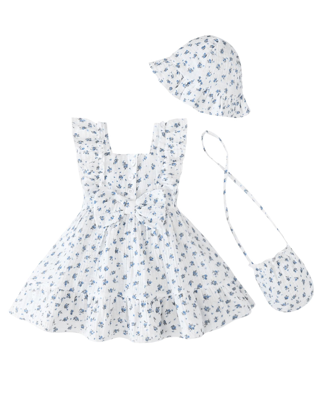 Renotemy Newborn Infant Baby Girl Dresses Summer Outfits Boho Casual Sundress Gifts Toddler Clothes for Girl with Hat and Bag WEBE CLOTHING
