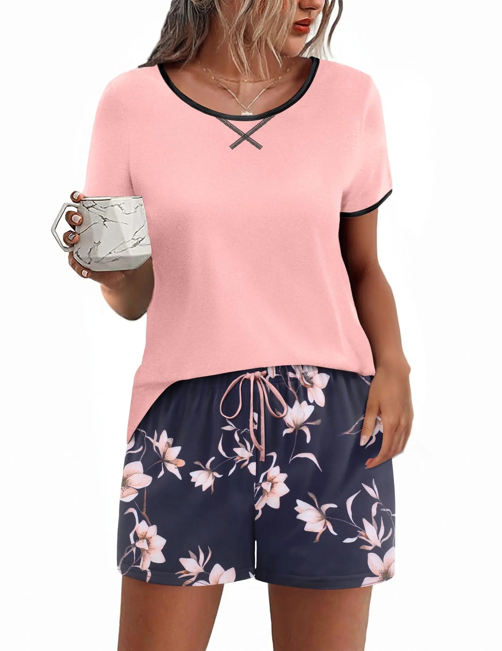 Ekouaer Women Pajama Set Casual Short Set