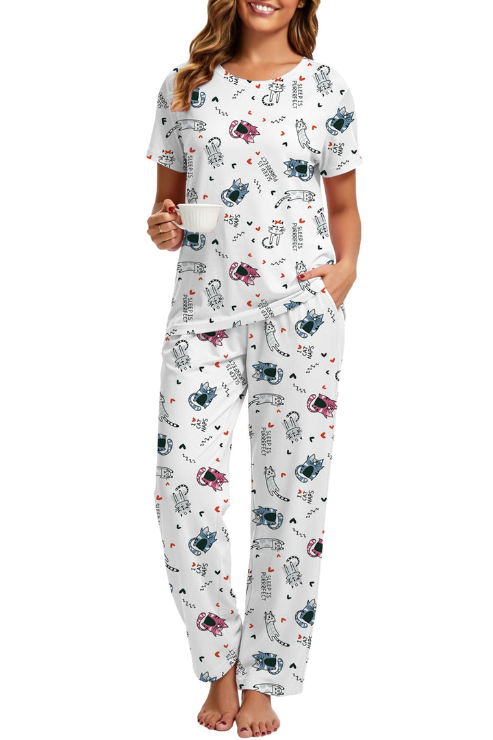 2 Piece Pjs Set For Womens Pajamas Lounge Set Long Sleeve Joggers Pants Sleepwear with Pockets WEBE CLOTHING