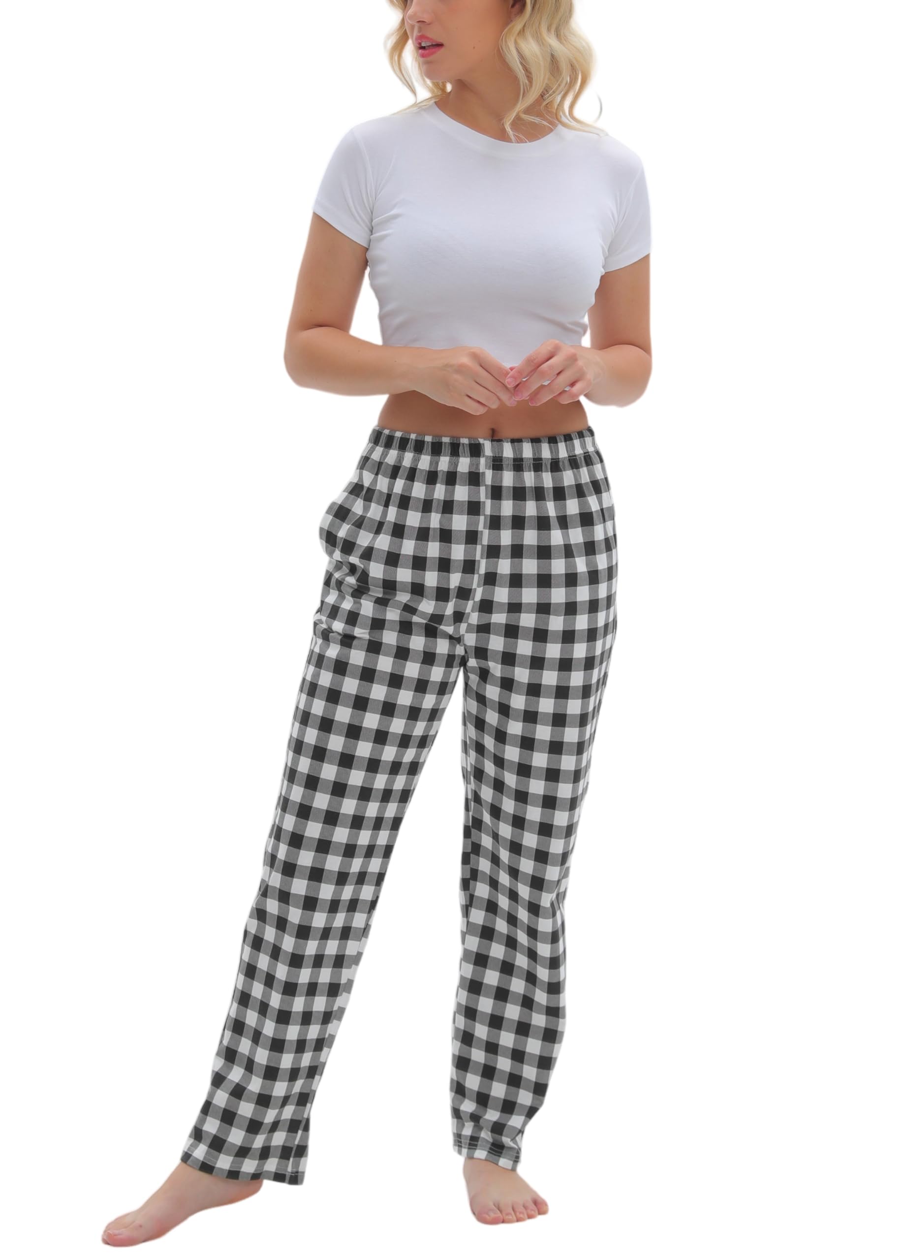 SAMGU Women's Pajama Pants, Soft Cotton Sleep Lounge Pants, Comfy Homewear pjs, Elatic Waist Pajama Bottom Pants for Women