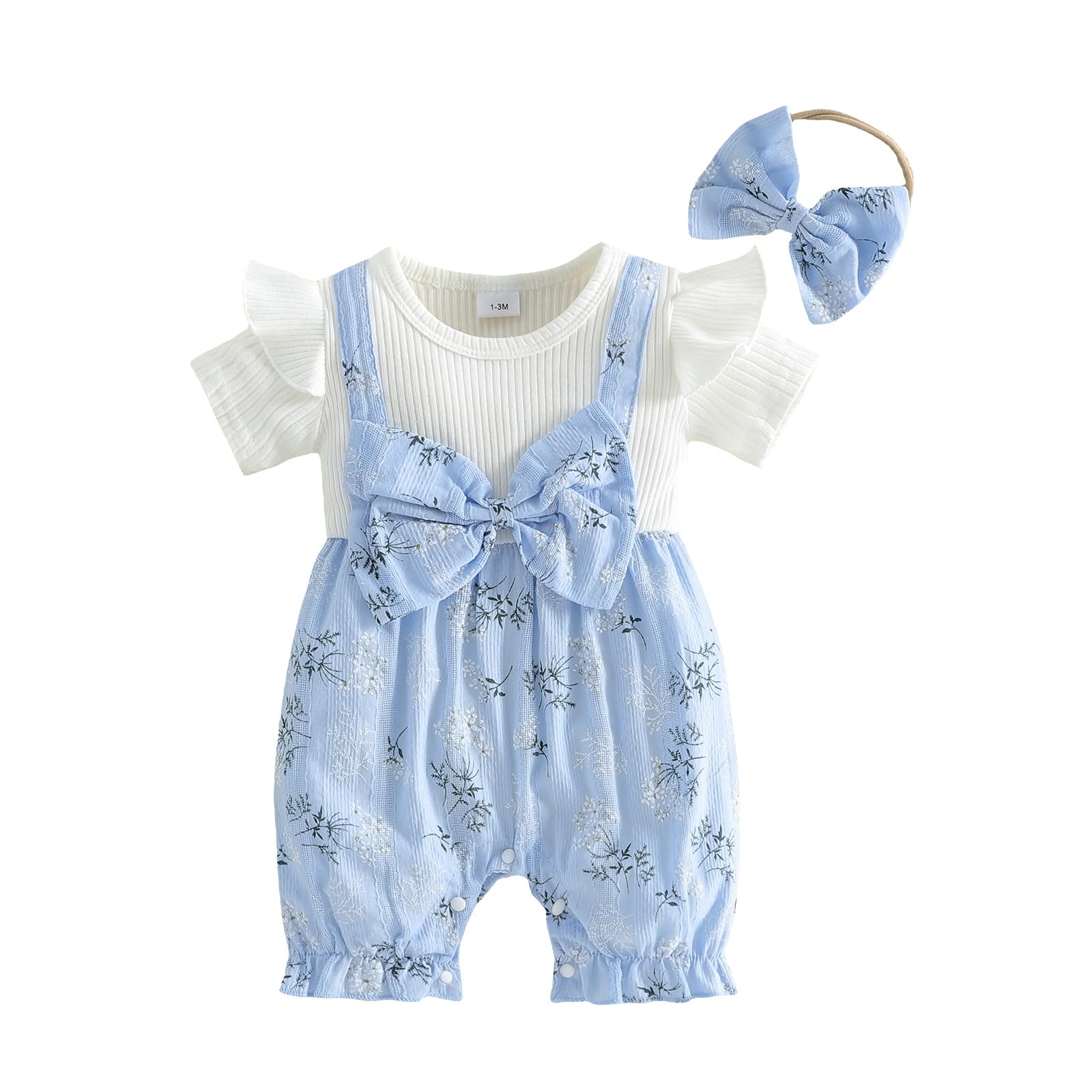 YINGISFITM Newborn Baby Girl Summer Clothes Short Sleeve Bubble Romper Bow Shorts Jumpsuit Infant Outfit 0 3 6 9 12 18 Months WEBE CLOTHING