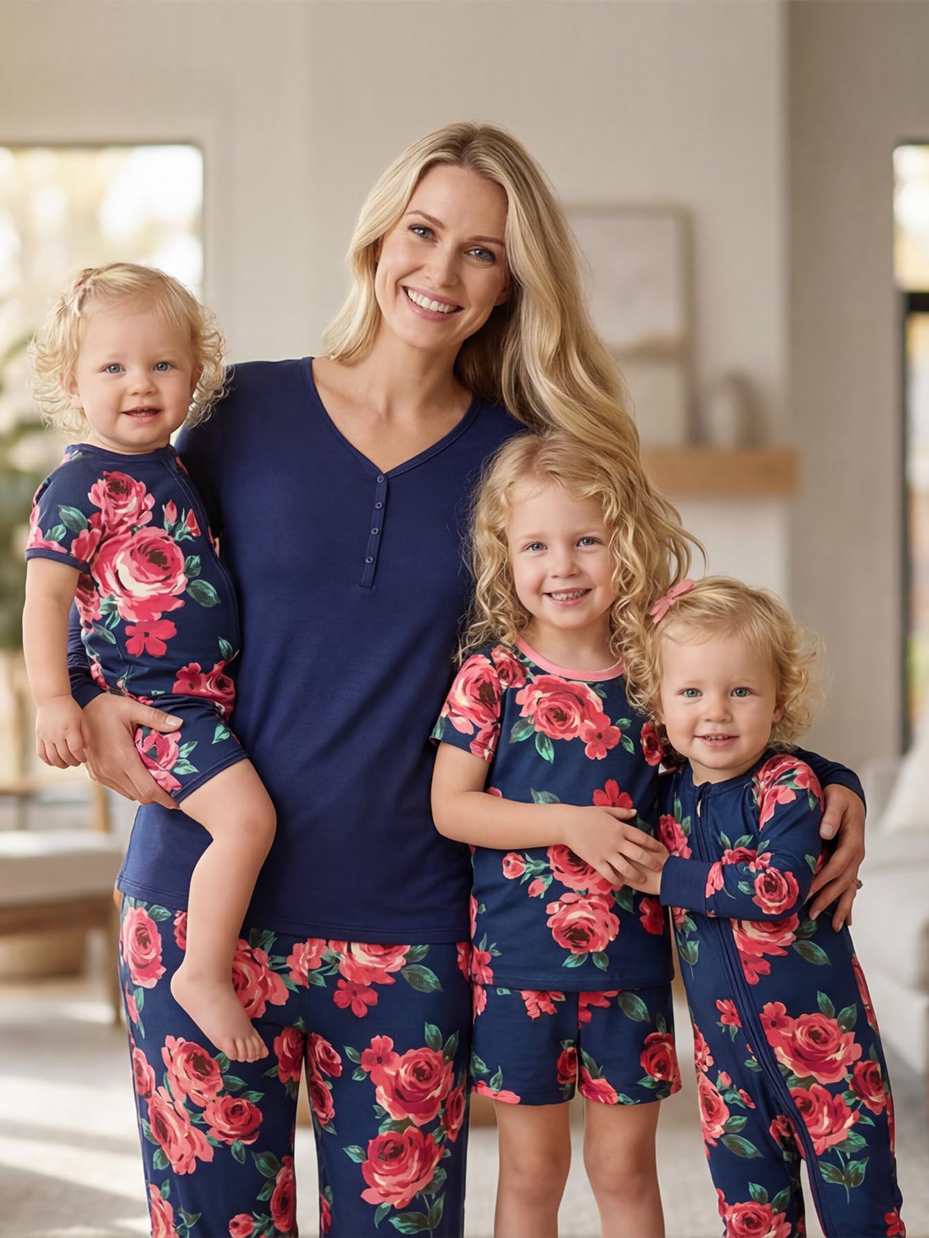 MOSSRIVER Family Pajamas Matching Sets Long Sleeve Henley Shirts Button Down Graphic Tops Cute Pjs Pants Sets Holiday Outfits