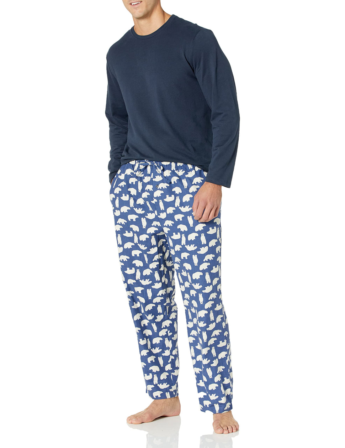 Amazon Essentials Men's Flannel Pant and Long-Sleeve T-Shirt Pajama Set