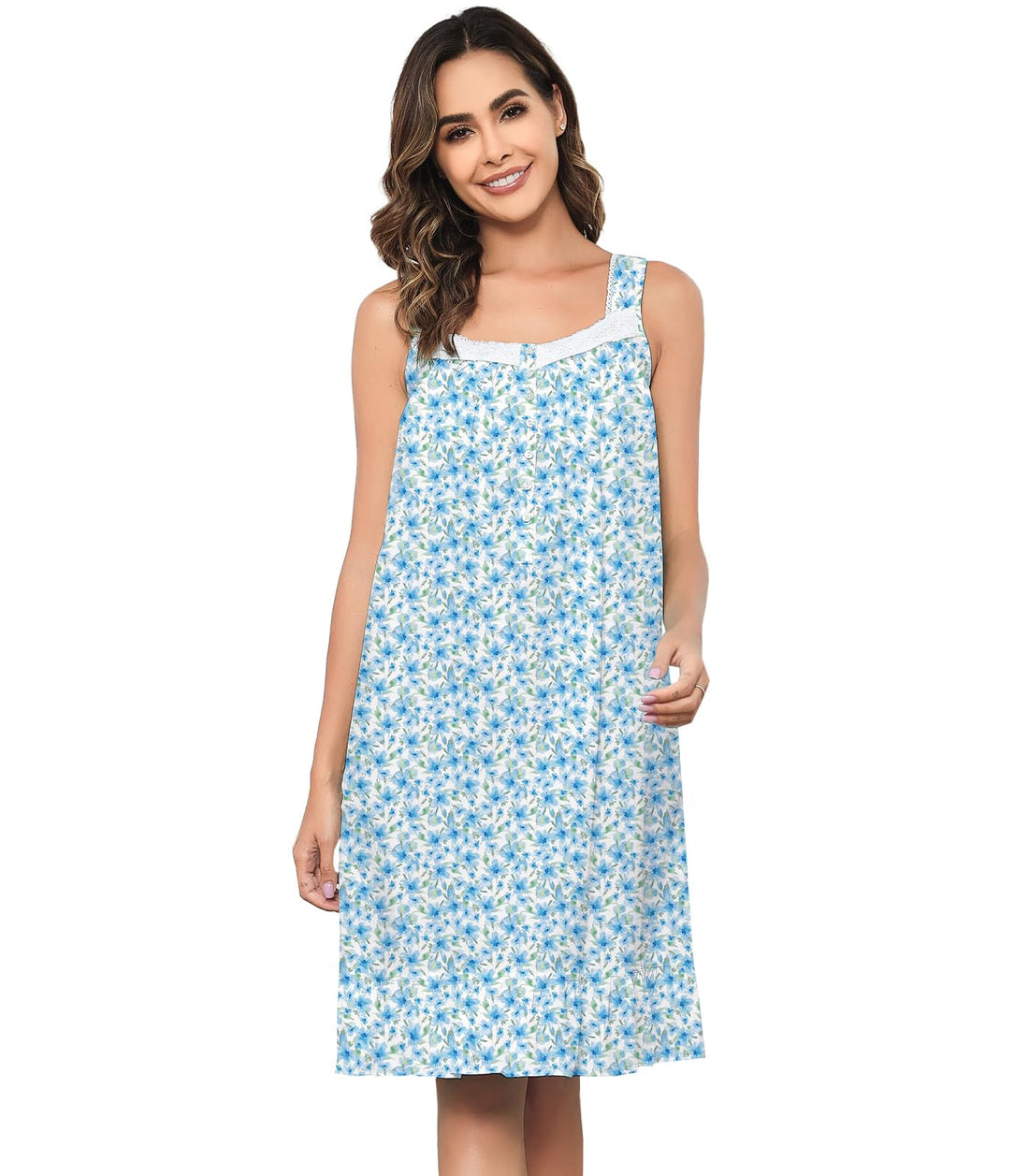 Sleeveless Nightgowns for Women 100% Cotton Nightgown Sleep Dress Soft Ladies Gowns Sleepwear Nightdress WEBE CLOTHING