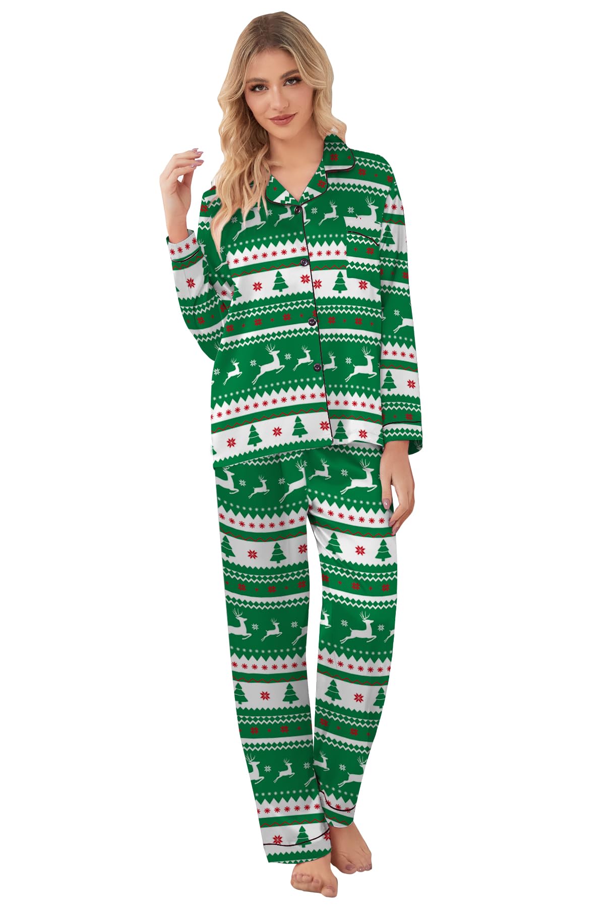 QZH.DUAO Family Christmas Pjs Matching Sets Plaid Pajamas Long Sleeve Holiday Sleepwear Set Loungewear Set