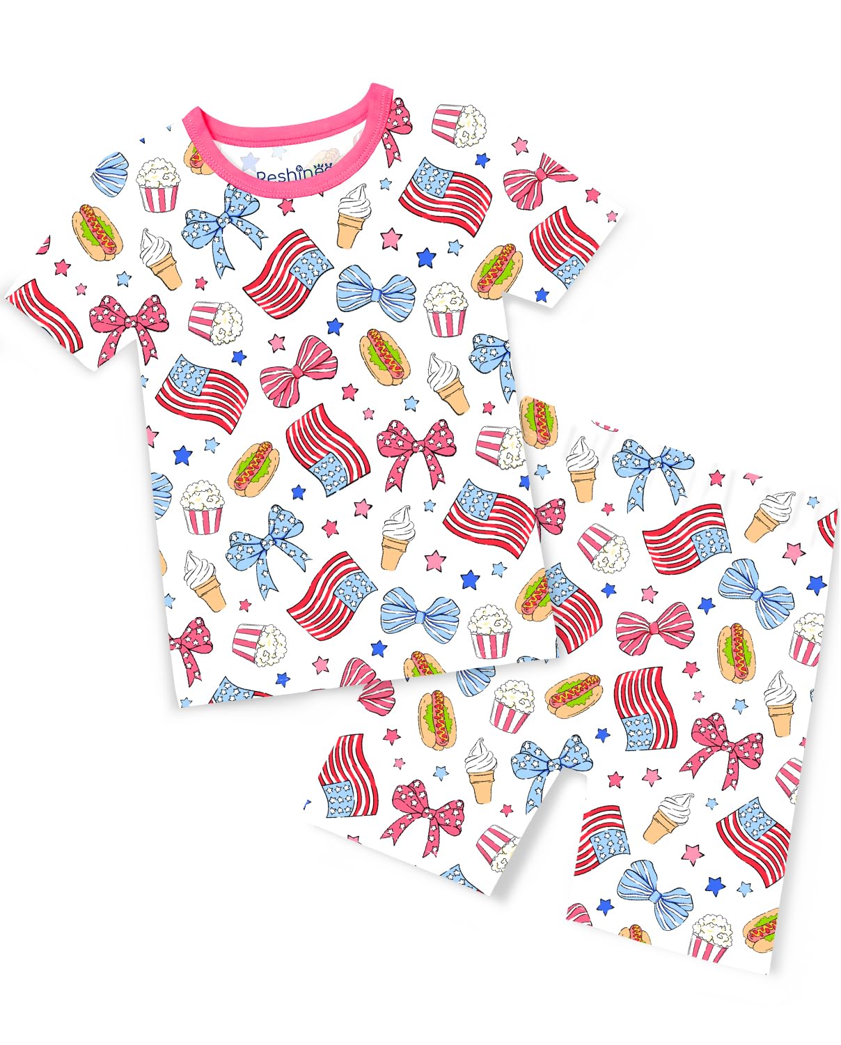 babee Reshinee Bamboo Viscose Toddler Unicorn Mermaid Girls Kids Pajamas Short Sleeve Summer Cool Snug fit Pjs, 2pcs