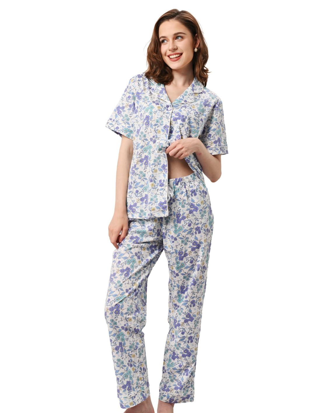 NAP BOUND 100% Cotton Pajamas for Women Sets 2 Pieces Pjs Button short sleeves with Pockets Soft Sleepwear Loungewear XS-XXL