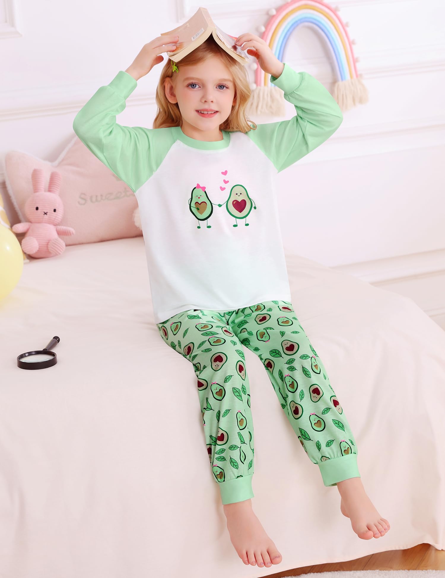 SWOMOG Girls Pajama Set Short Sleeve Tops & Ruffled Shorts with Pocket 2 Piece Summer Pajamas for Kids Size 6-15