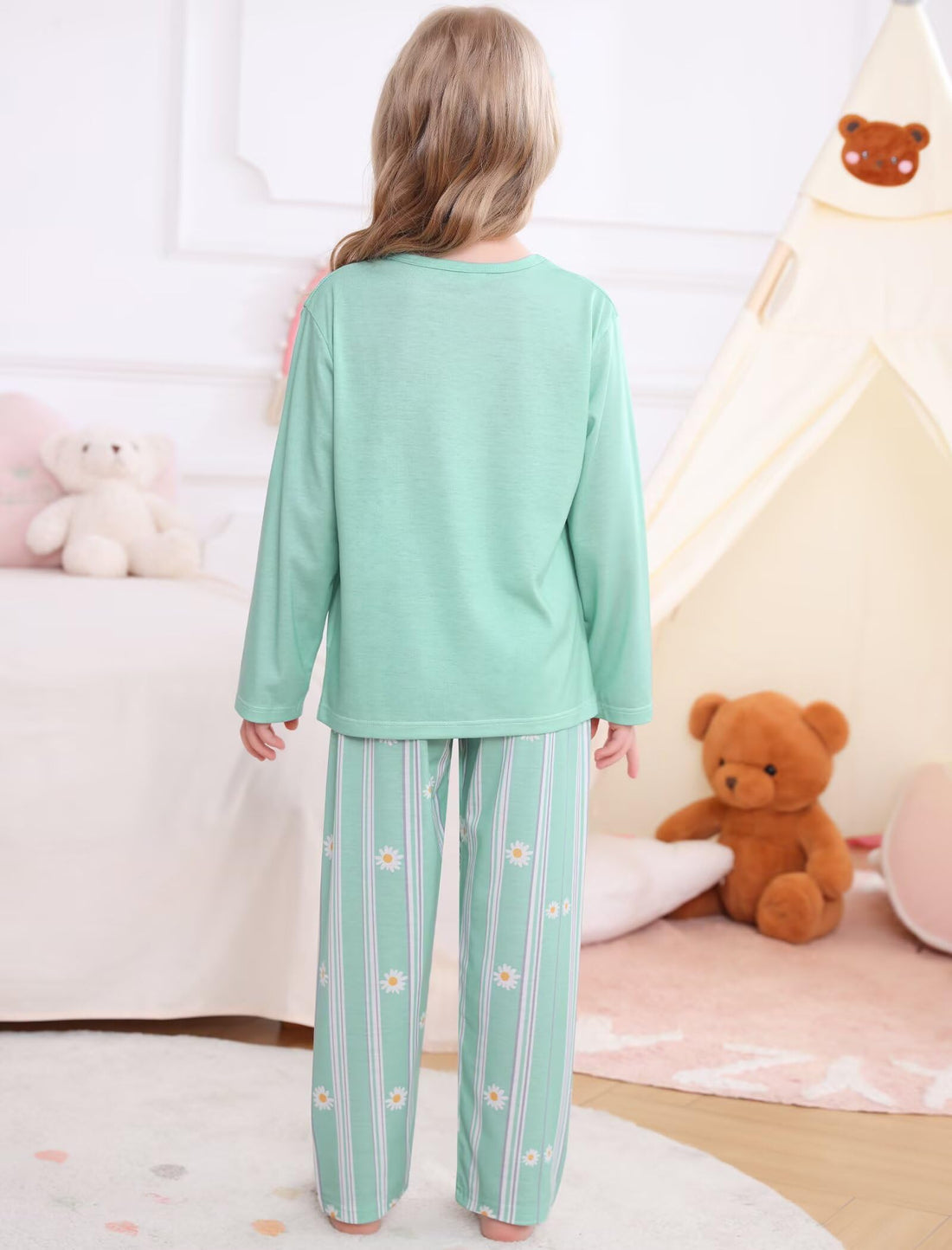 SWOMOG Girls Pajama Set Short Sleeve Tops & Ruffled Shorts with Pocket 2 Piece Summer Pajamas for Kids Size 6-15
