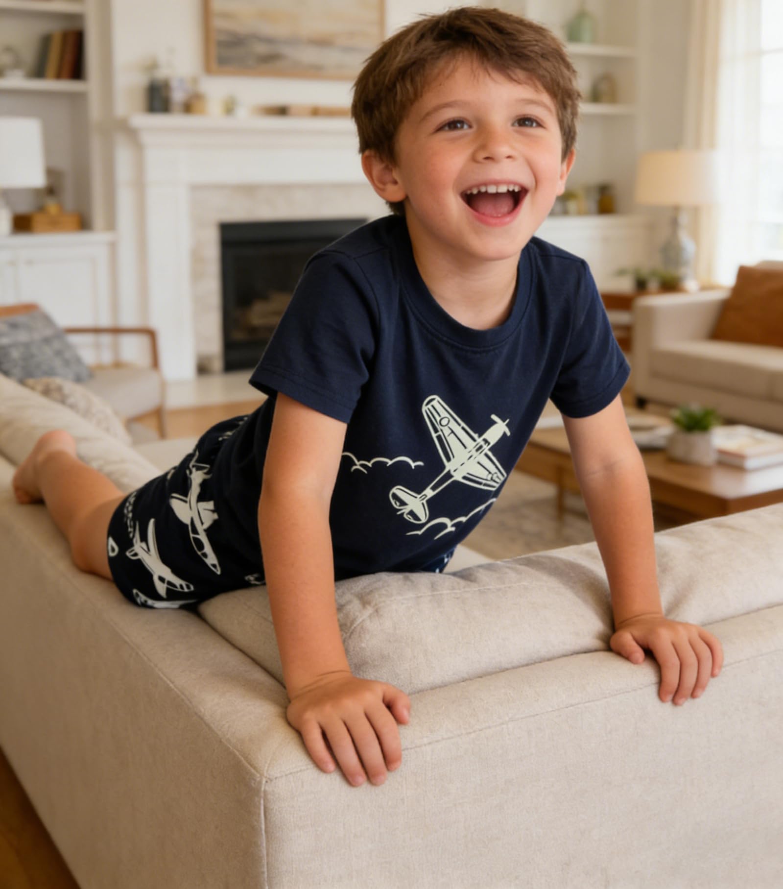 Little Hand Toddler Boys Pajamas Kids Dinosaur Summer PJS Monster Truck Boy Tractor Jammies Hockey Short Sets 2-7 Years