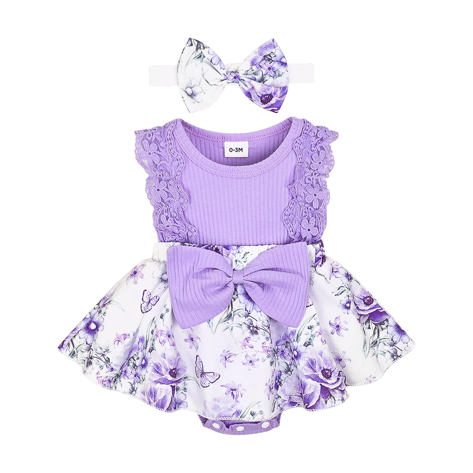 Baby Girl Clothes Newborn Romper Dress Infant Lace Ruffle Sleeveless Summer Outfits with Headband 0-12 Months WEBE CLOTHING