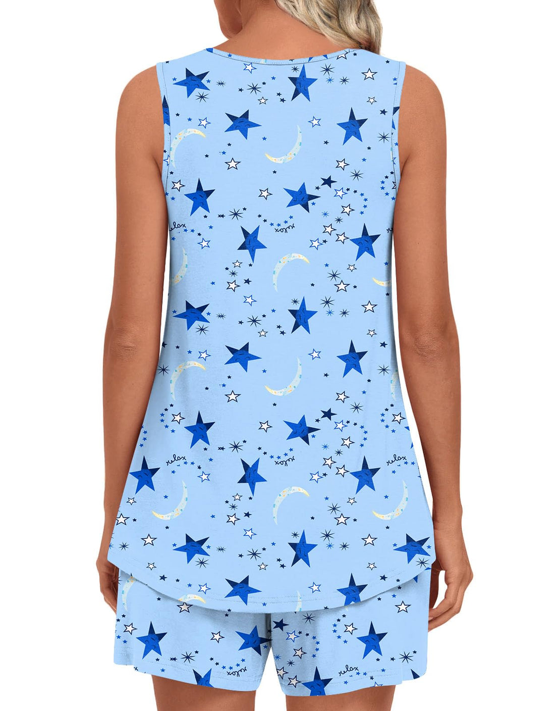 LONGYUAN Womens Sleeveless Pajama Set Soft Summer Lounge Shorts Tank Top Sleepwear with Pockets 2 Piece Set M-3XL