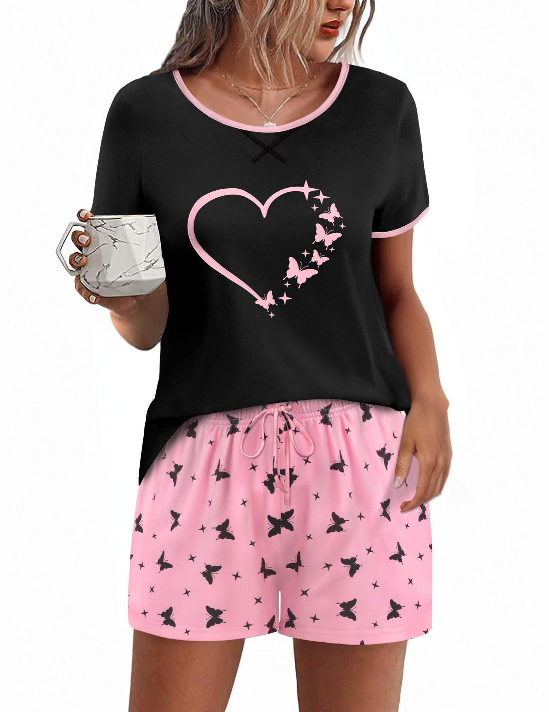 Ekouaer Women Pajama Set Casual Short Set
