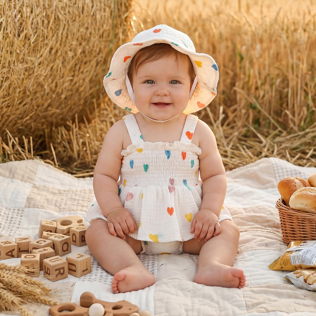Mubineo Baby Girl Clothes Summer Dress Cotton Linen Romper Sleeveless Smocked Rompers Sun Dress Hat Skirt Boho Outfits WEBE CLOTHING