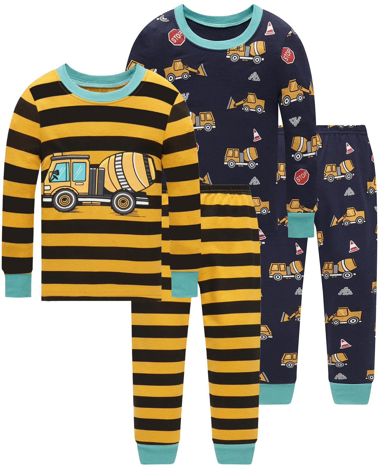 Dolphin&Fish Boys Pajamas 4Piece Toddler Kids Pjs Sets Cotton Toddler Clothes Sleepwears