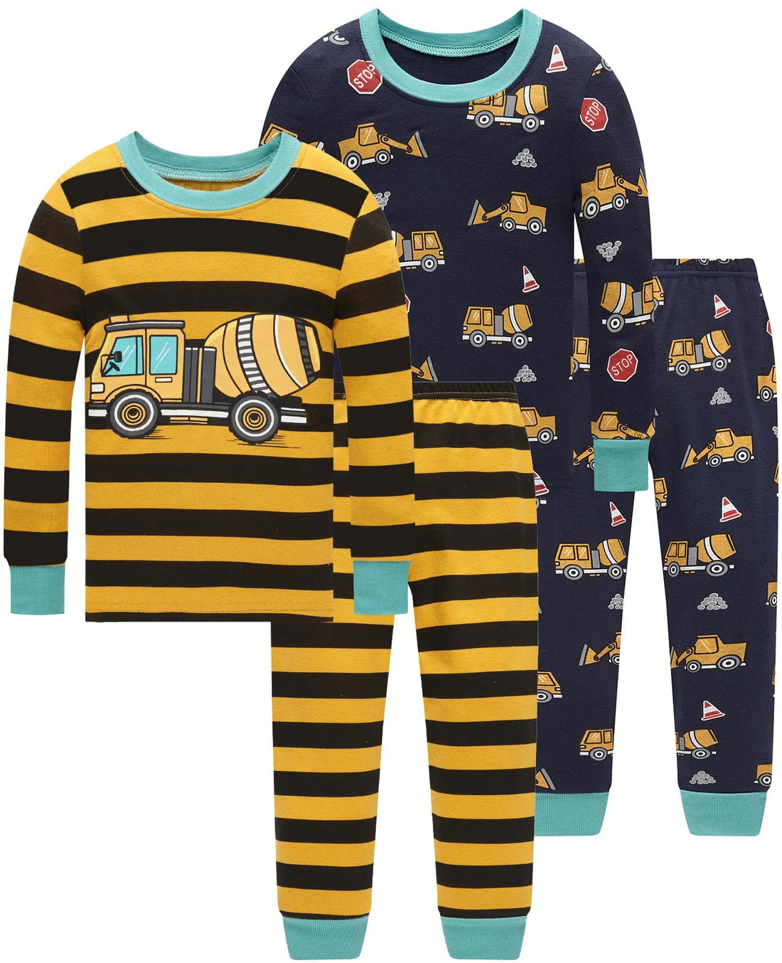 Dolphin&Fish Boys Pajamas 4Piece Toddler Kids Pjs Sets Cotton Toddler Clothes Sleepwears