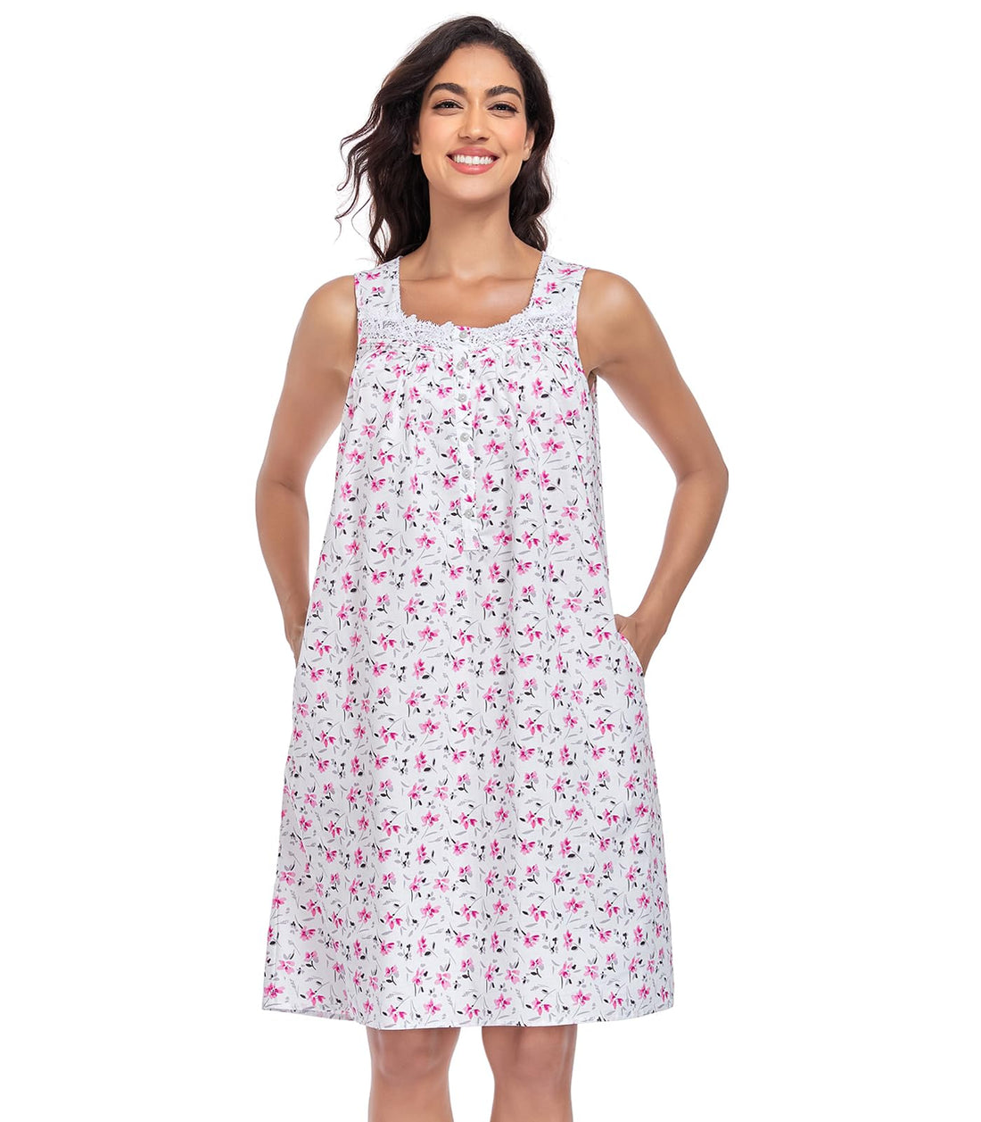 Sleeveless Nightgowns for Women 100% Cotton Nightgown Sleep Dress Soft Ladies Gowns Sleepwear Nightdress WEBE CLOTHING