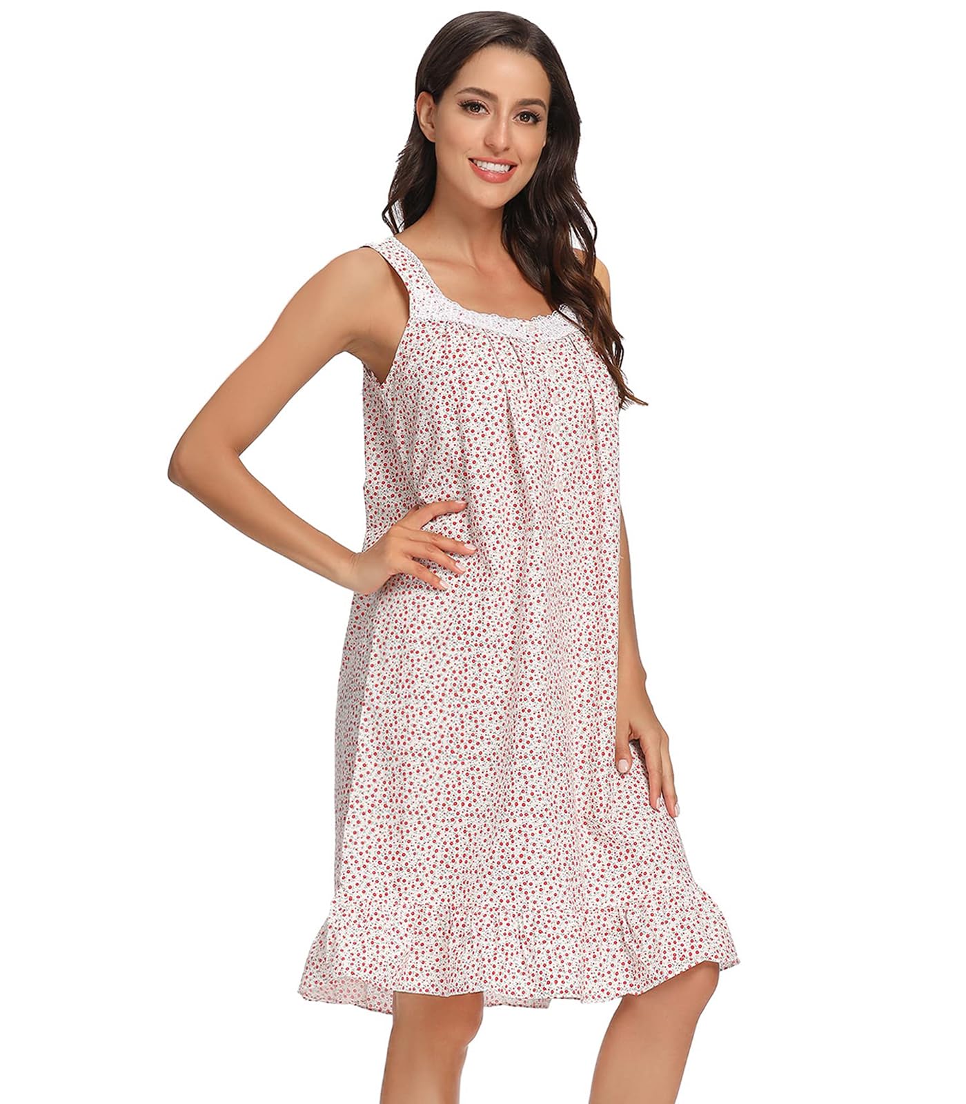 Sleeveless Nightgowns for Women 100% Cotton Nightgown Sleep Dress Soft Ladies Gowns Sleepwear Nightdress WEBE CLOTHING