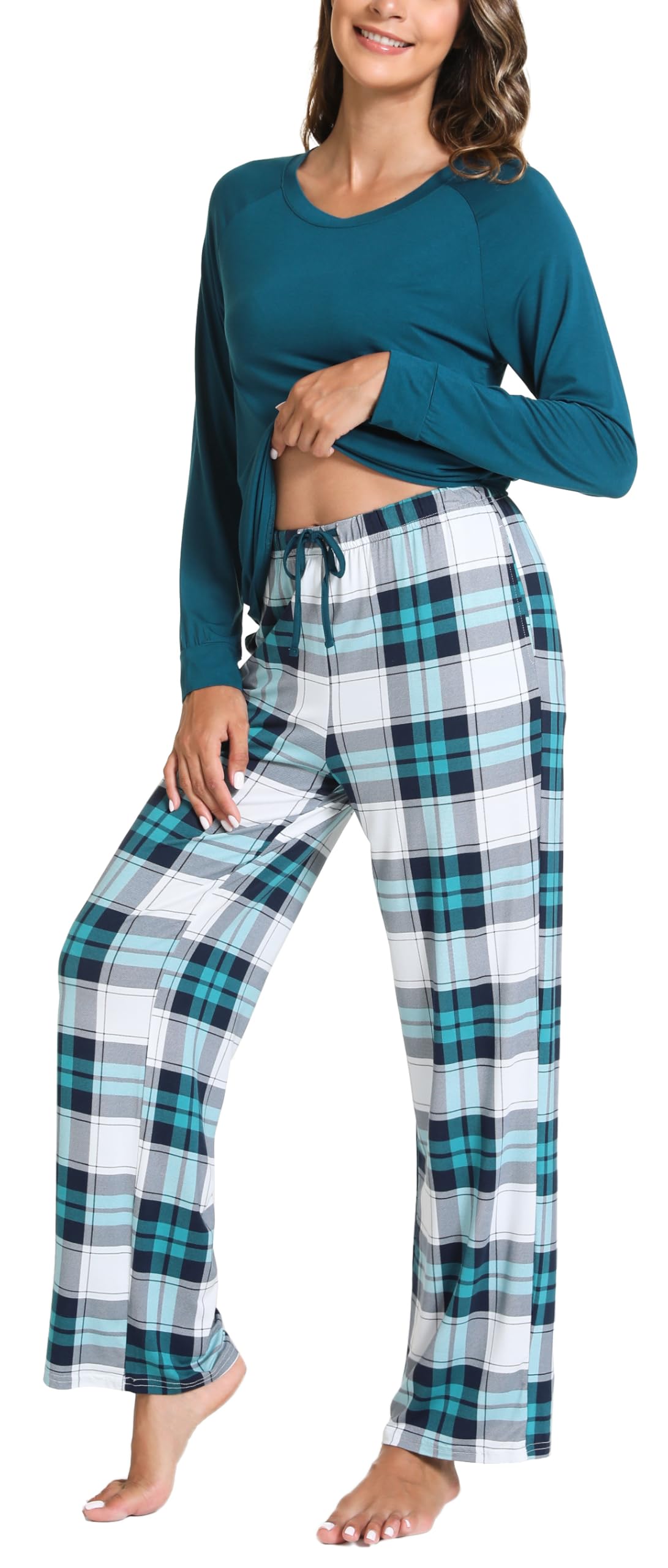 GYS Women's Pajama Sets Long Sleeve Sleepwear Comfy 2 Piece Ladies Pj Sleep Set, Viscose Made from Bamboo