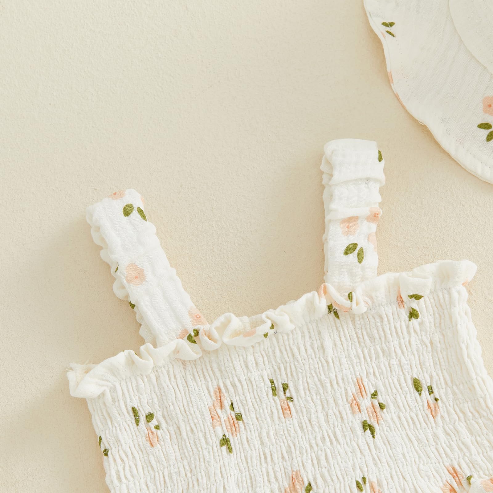 Mubineo Baby Girl Clothes Summer Dress Cotton Linen Romper Sleeveless Smocked Rompers Sun Dress Hat Skirt Boho Outfits WEBE CLOTHING