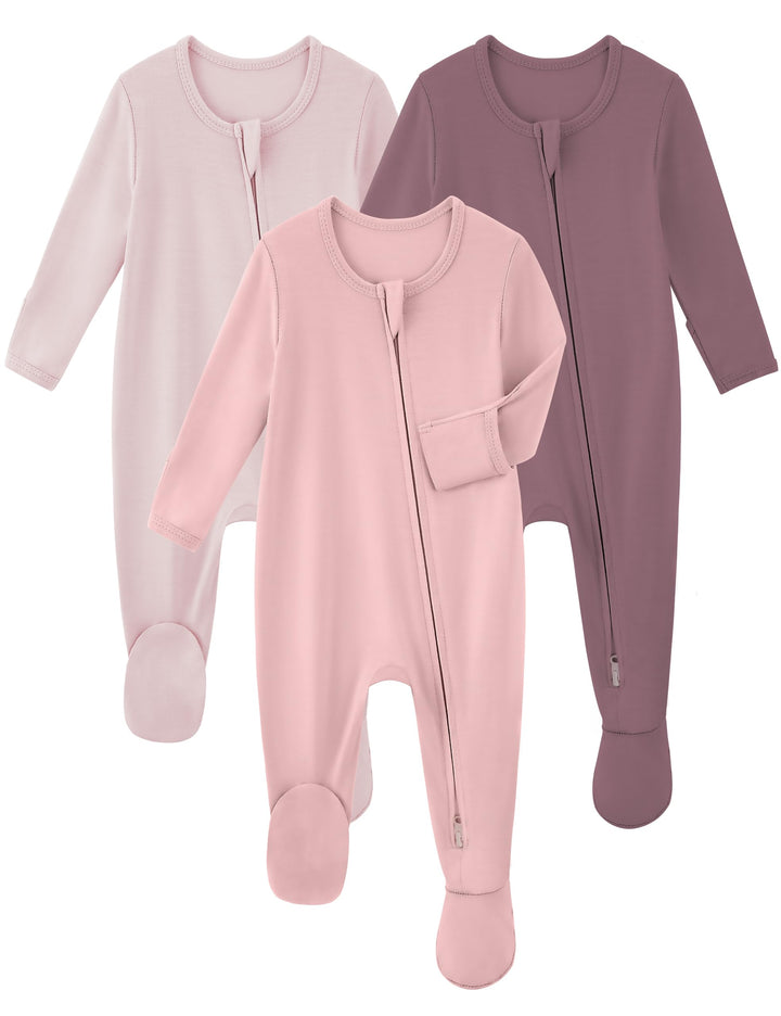 Yoofoss Rayon Made From Bamboo Baby Pajamas 3pcs Newborn Sleepers For Boy Girl Clothes, 0-3 3-6 6-9 Months Footed Pjs