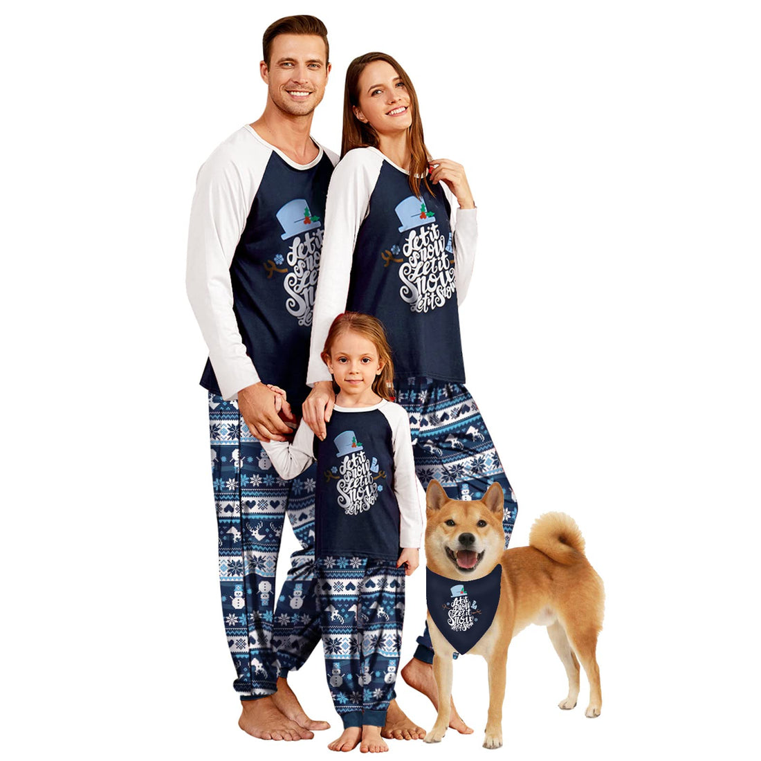 IFFEI Matching Family Pajamas Sets Christmas PJ's Letter Print Top and Plaid Bottom Sleepwear Jammies with Pockets