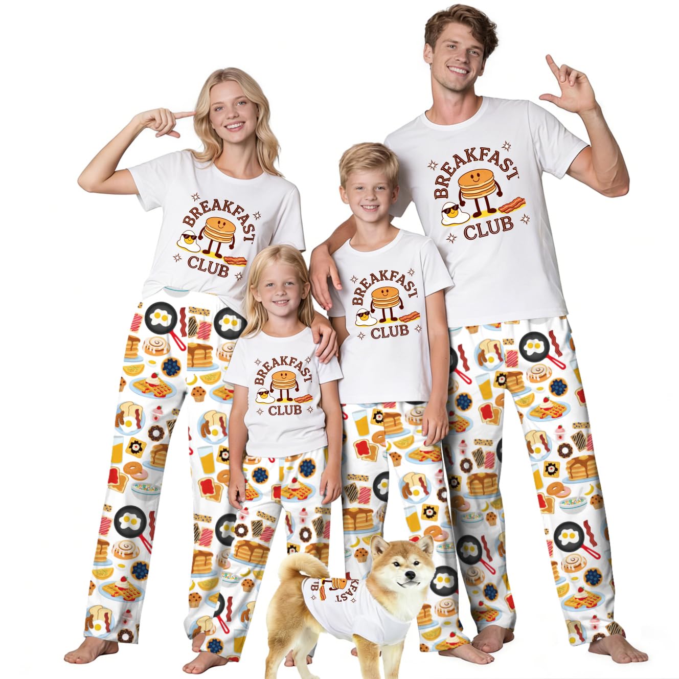 MI X TEE Matching Family Pajamas Set, Cartoon Graphic Print Mommy and Me Matching Outfits, Soft Nightwear for Family WEBE CLOTHING