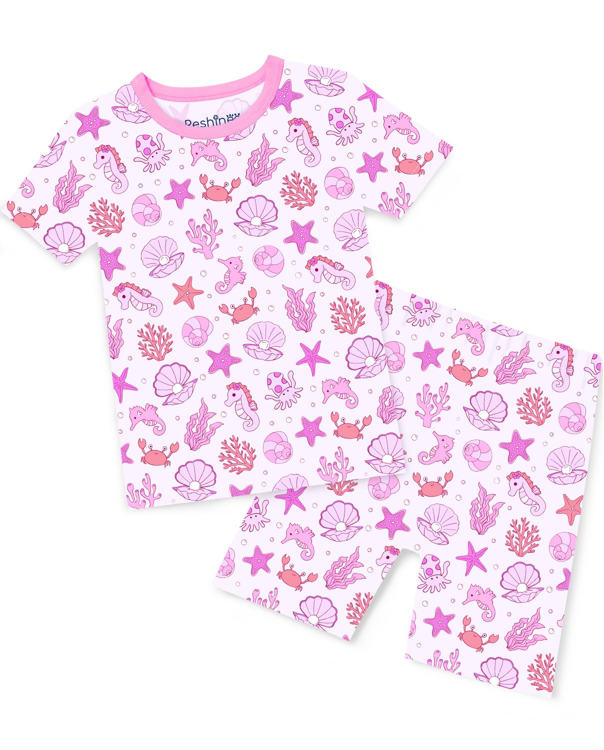babee Reshinee Bamboo Viscose Toddler Unicorn Mermaid Girls Kids Pajamas Short Sleeve Summer Cool Snug fit Pjs, 2pcs