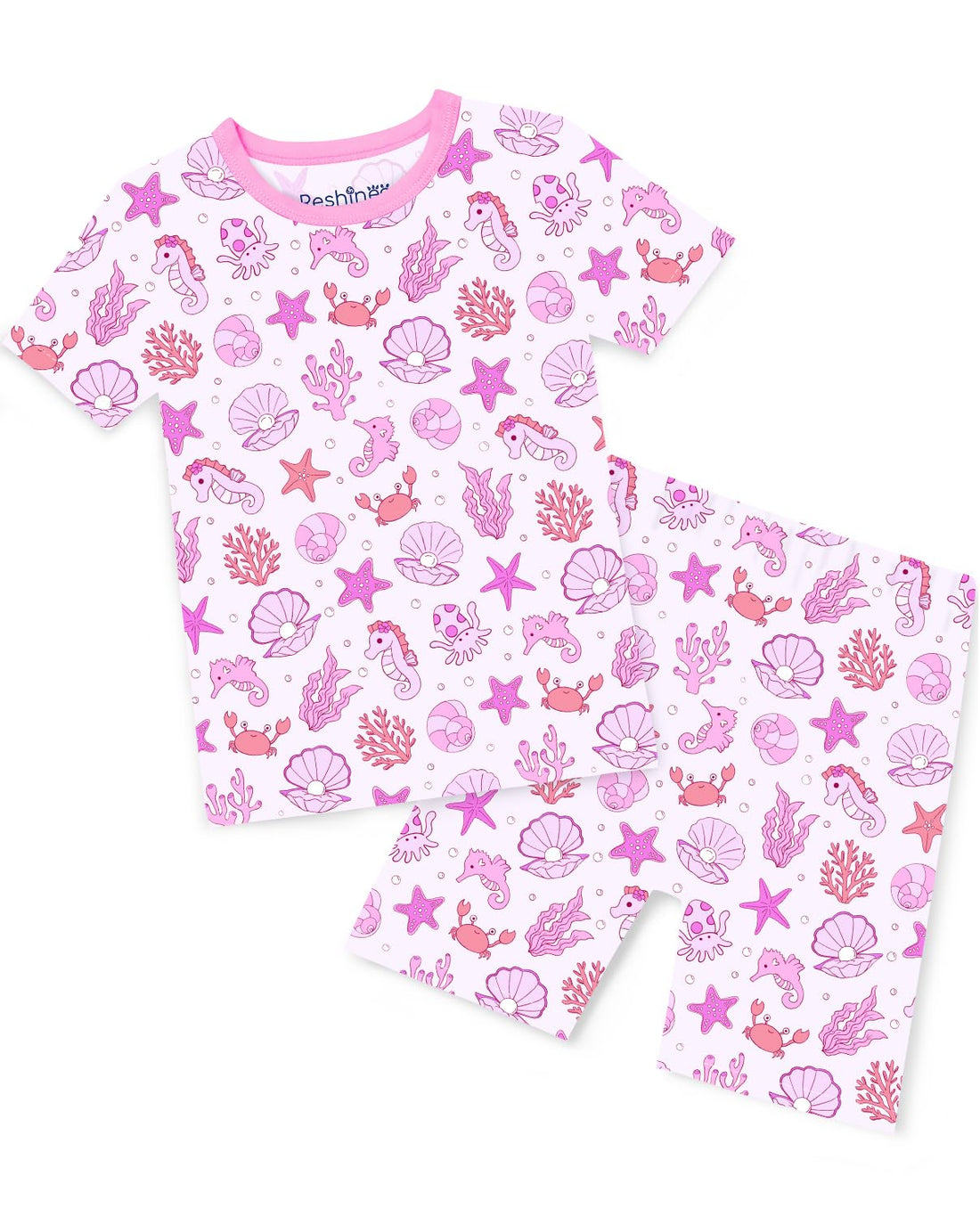 babee Reshinee Bamboo Viscose Toddler Unicorn Mermaid Girls Kids Pajamas Short Sleeve Summer Cool Snug fit Pjs, 2pcs