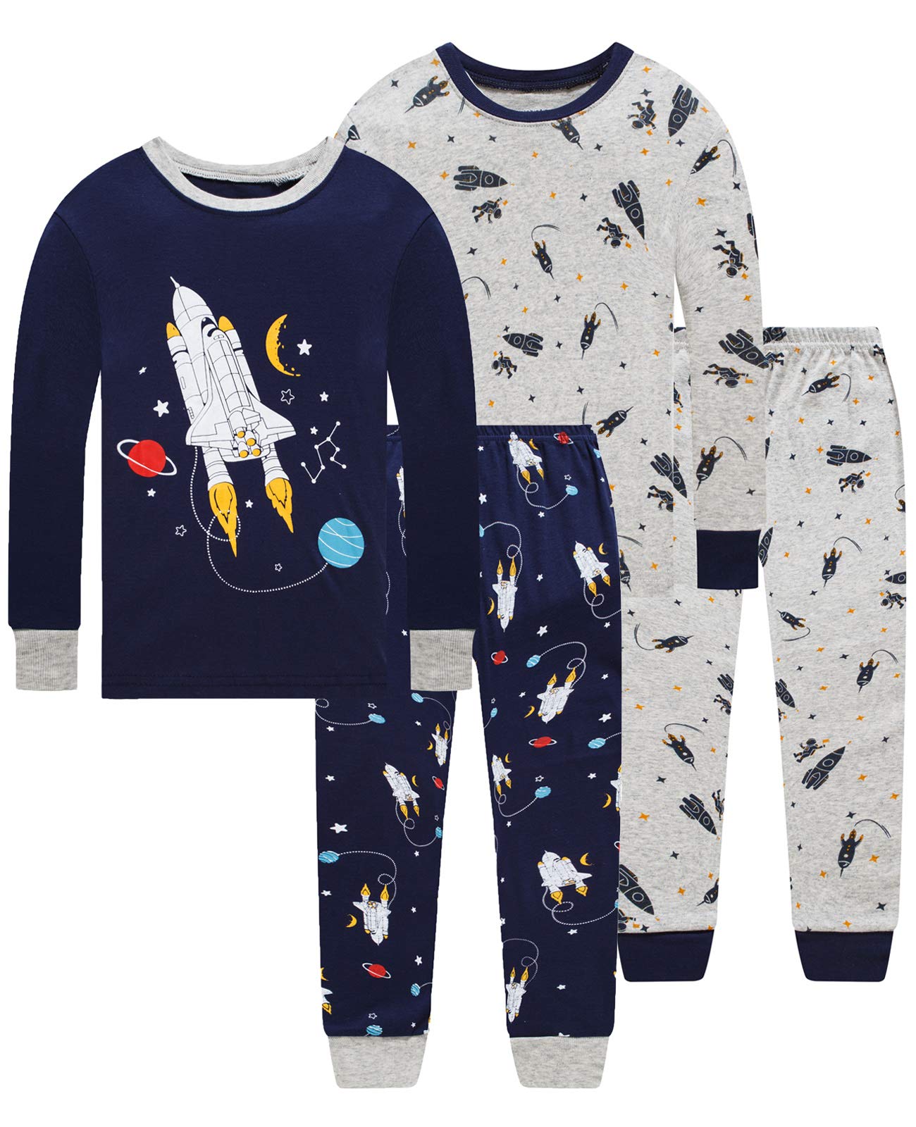 Dolphin&Fish Boys Pajamas 4Piece Toddler Kids Pjs Sets Cotton Toddler Clothes Sleepwears
