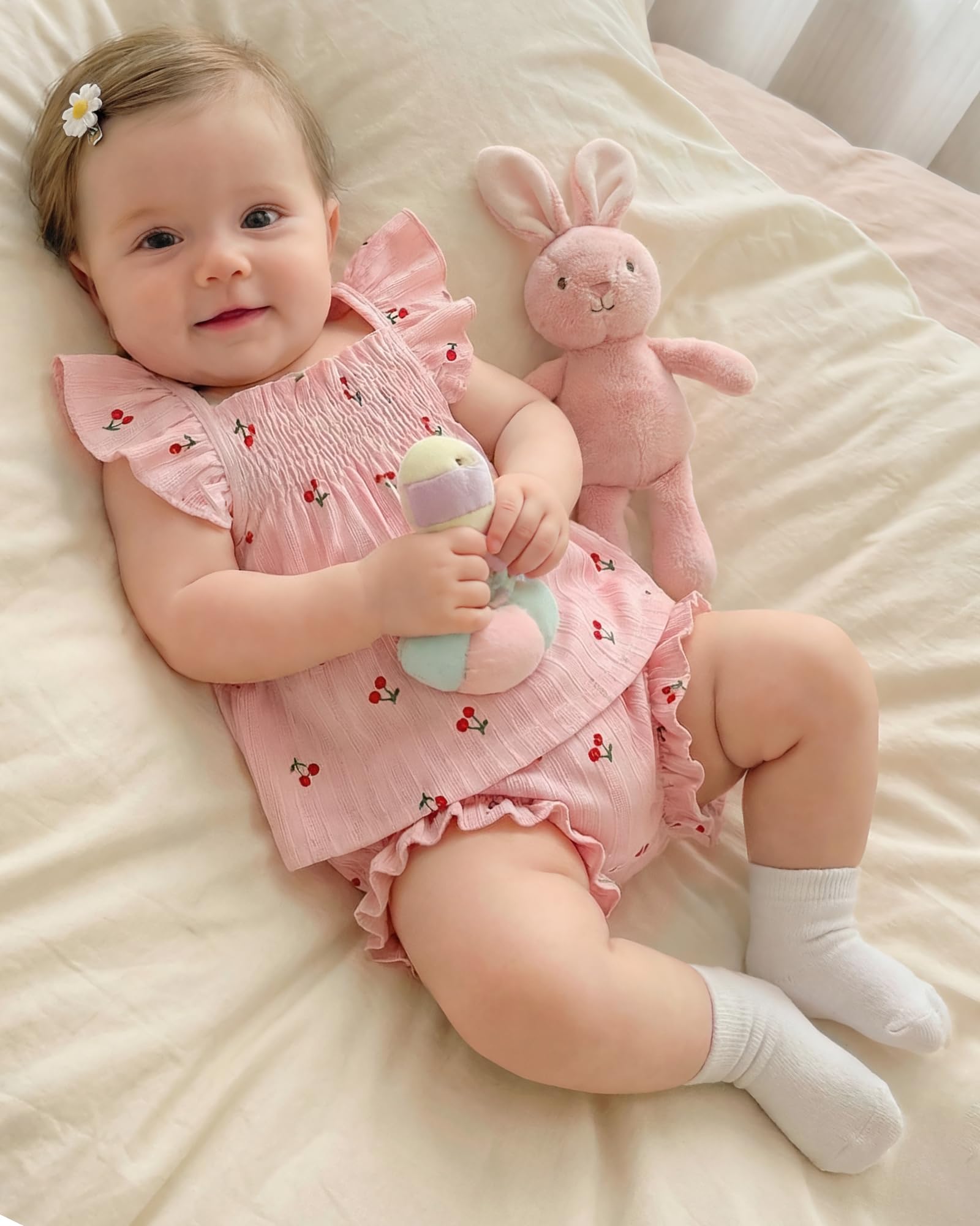 Jecson Newborn Baby Girl Summer Clothes Infant Girl Outfits Sleeveless Ruffle Top and Bloomers Shorts Set 0 3 6 12 Month WEBE CLOTHING